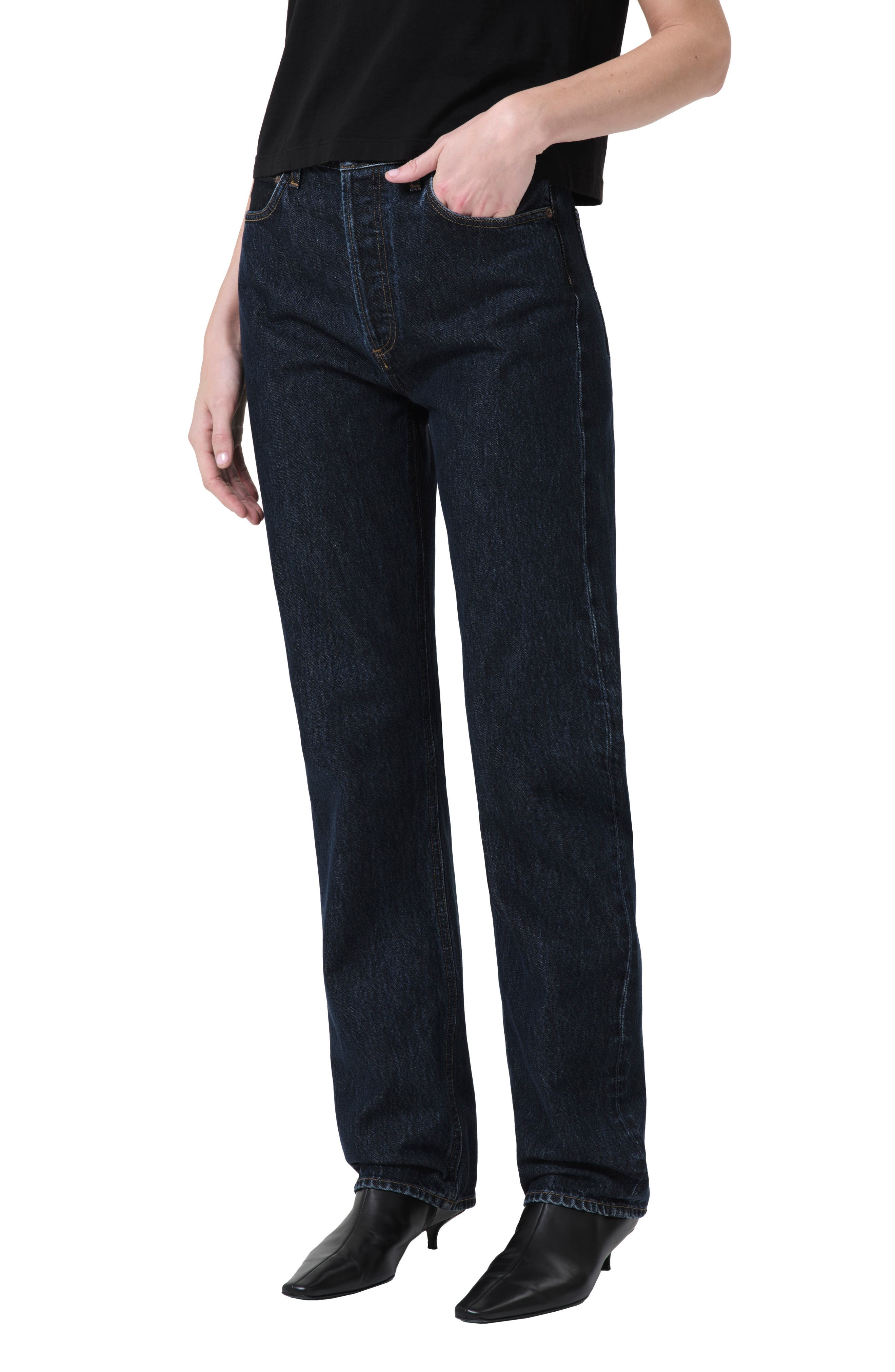 AGOLDE '90s Pinch Waist High Waist Straight Leg Organic Cotton Jeans in Polished at Nordstrom - 5