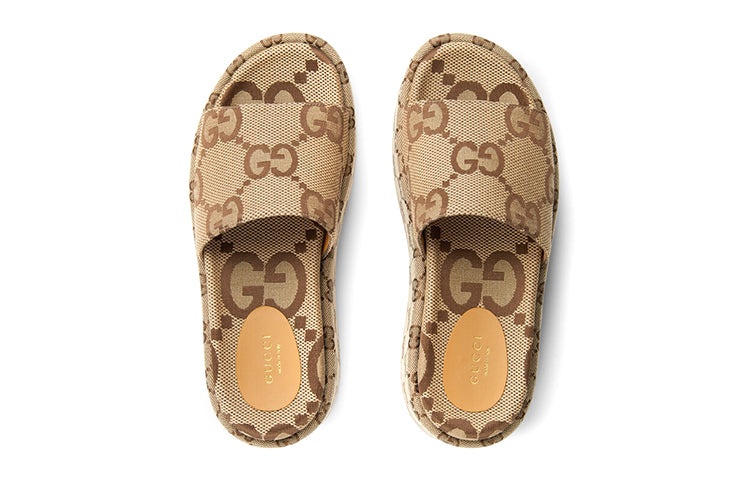 (WMNS) Gucci GG Lame Platform Slide Sandal 'Camel Monogram' 623212-UKO00-2580 - 3