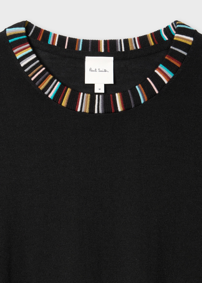 Paul Smith Black 'Signature Stripe' Collar Merino Sweater outlook