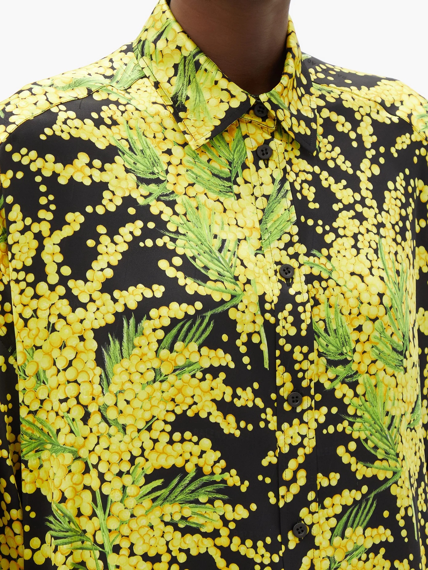 Floral-print oversized silk-faille shirt - 4