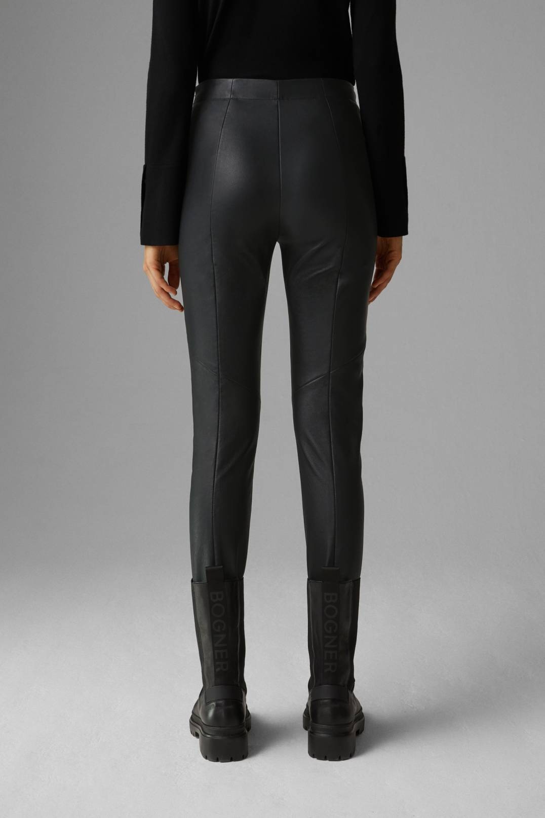 JUMI LEATHER STIRRUP TROUSERS IN BLACK - 3