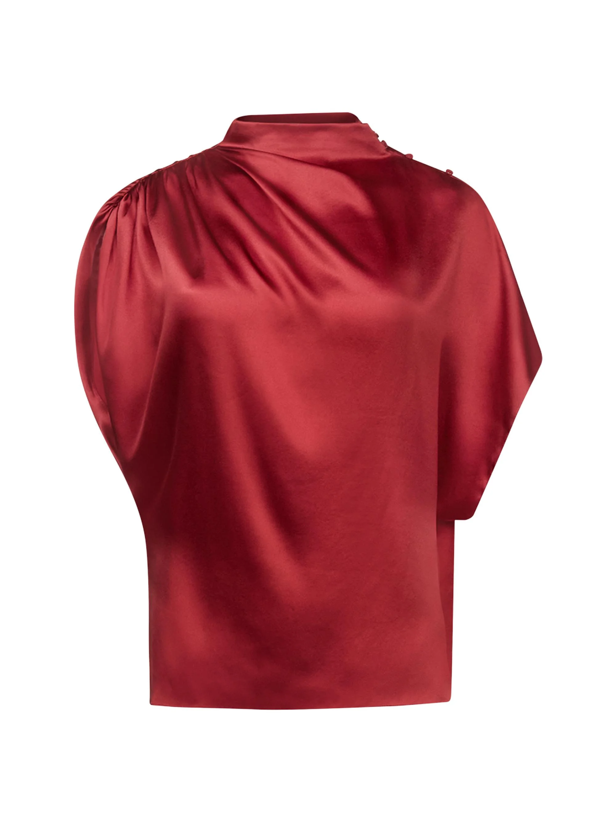 Women's Wish You Would Draped Silk-Blend Top - Currant - 1