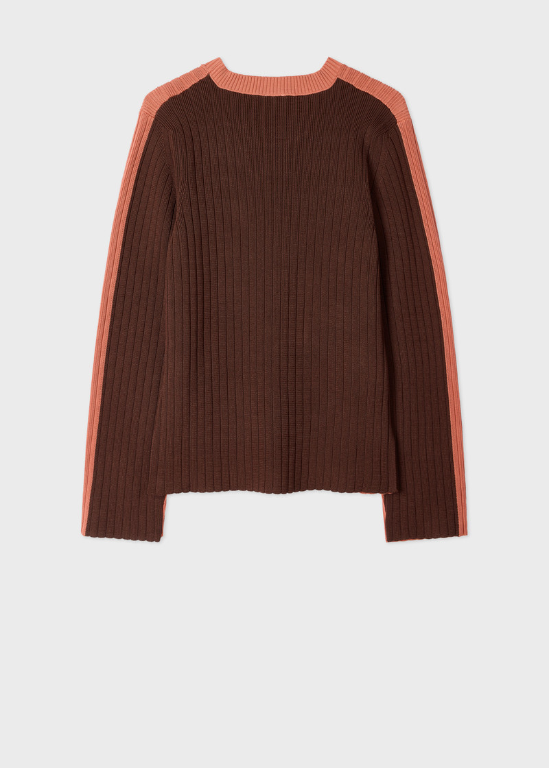 Paul Smith Women's Pink Contrast Back Ribbed Knit Sweater outlook