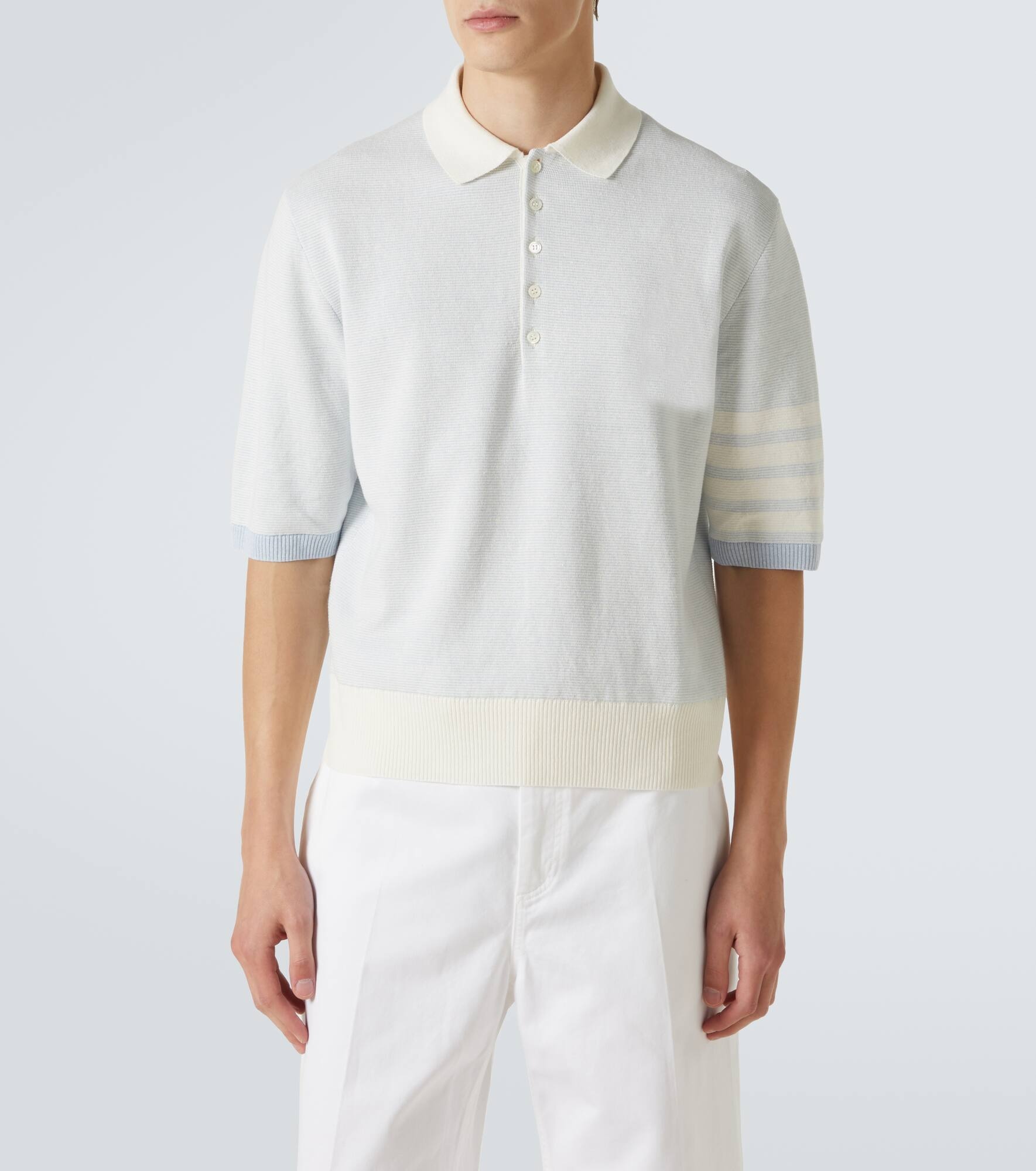 4-Bar linen and cotton polo shirt - 3