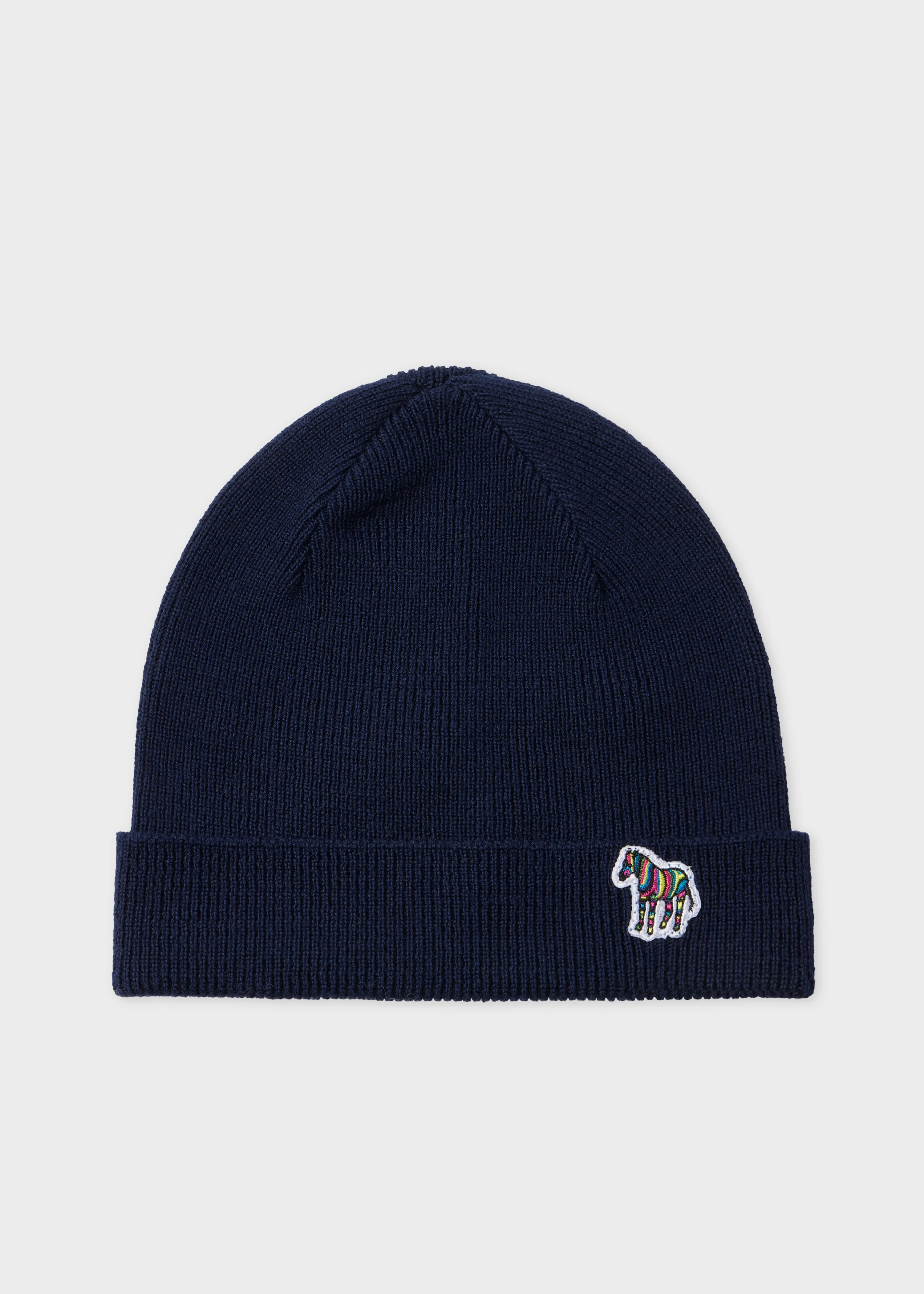 Navy Zebra Logo Wool Beanie - 1