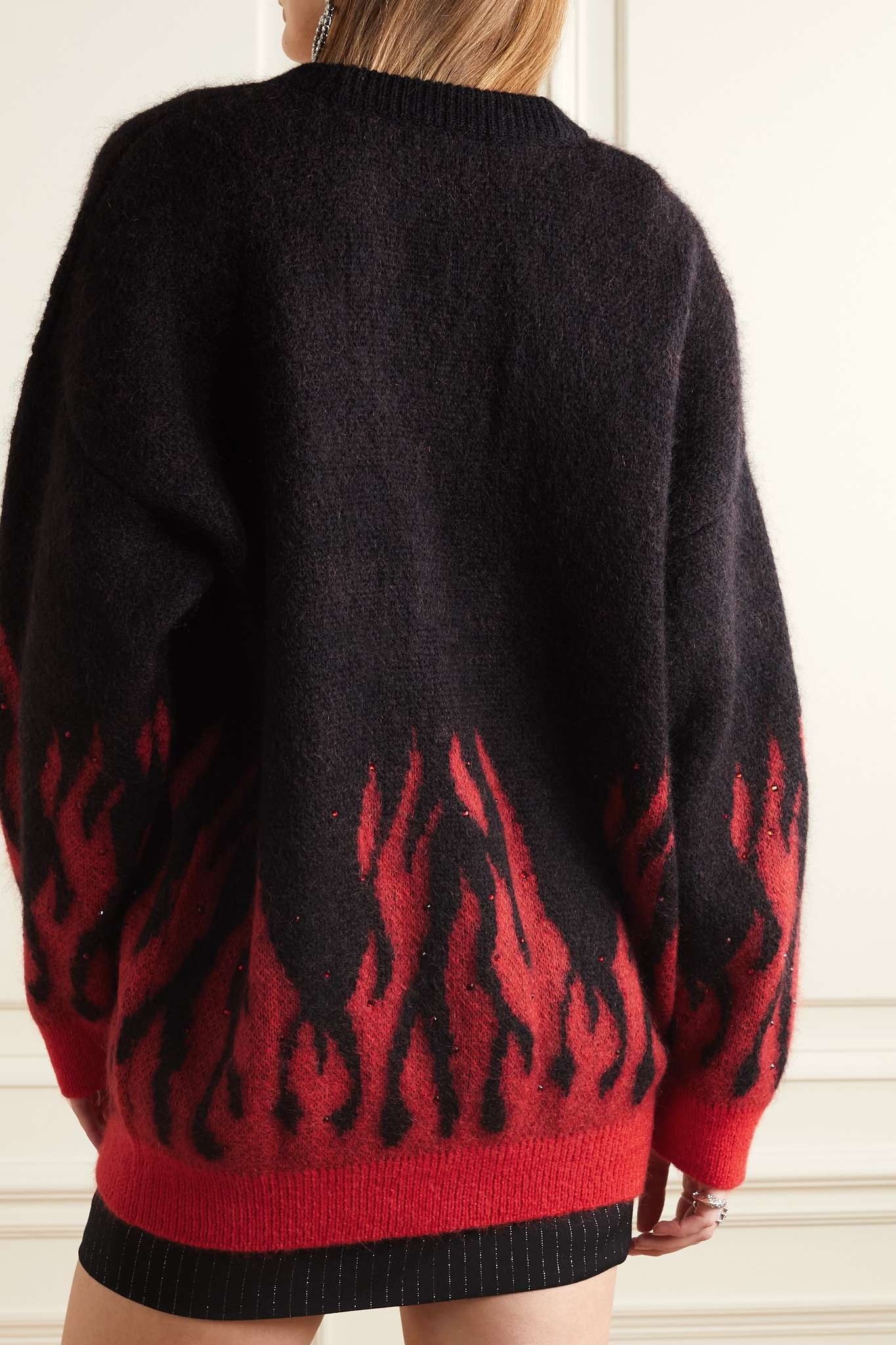 Flame embellished mohair-blend jacquard cardigan - 4