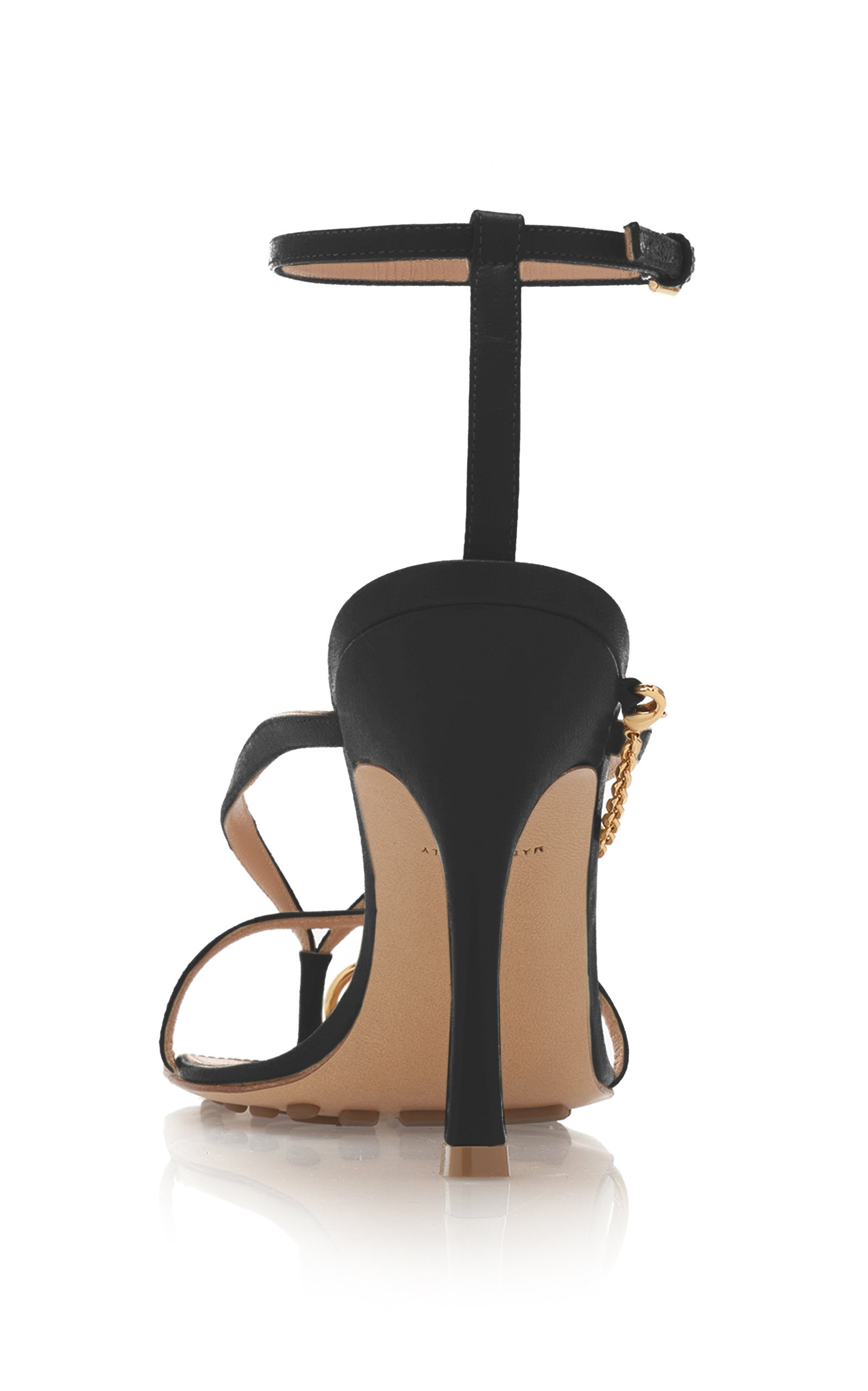 Chain-Trimmed Lounge Leather Sandals black - 5