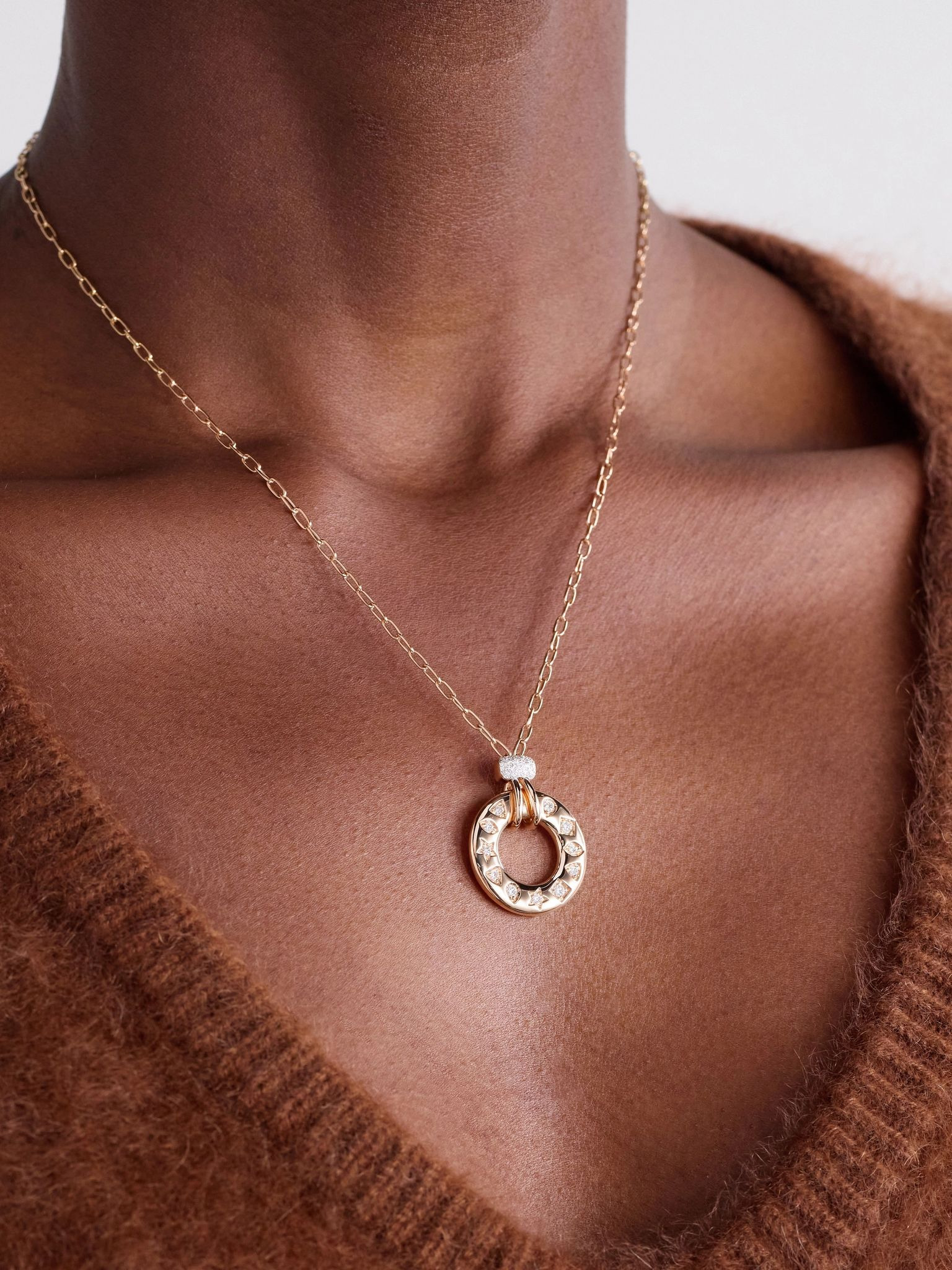 Iconica 18-karat rose gold, rhodium-plated and diamond necklace Gold - 2