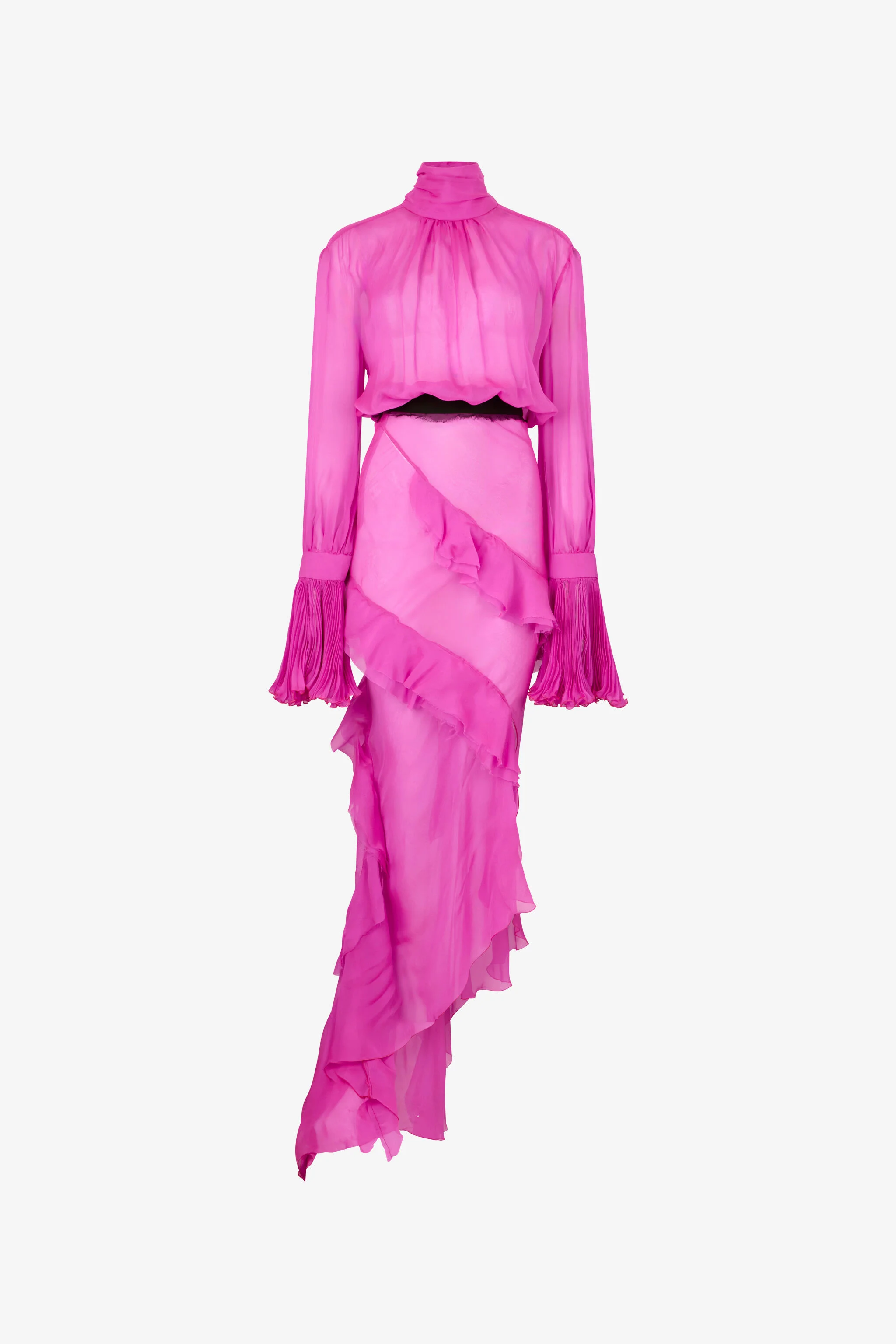 Pink Silk Chiffon Dress - 1