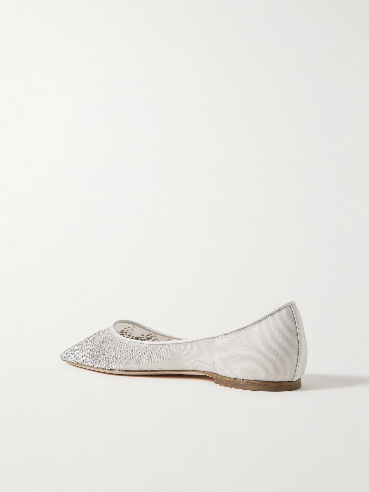 Love crystal-embellished mesh point-toe flats Silver - 3