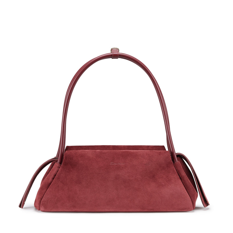 Burgundy suede shoulder bag 1