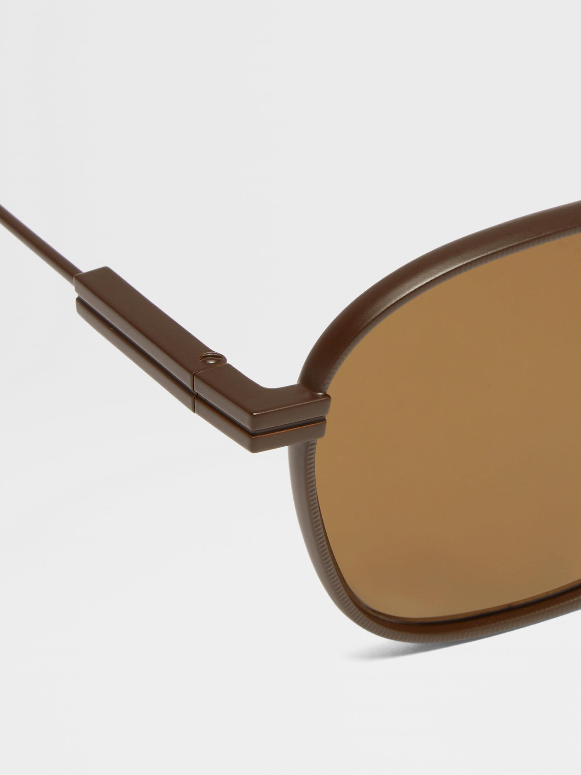 DARK BROWN ORIZZONTE I METAL SUNGLASSES - 2