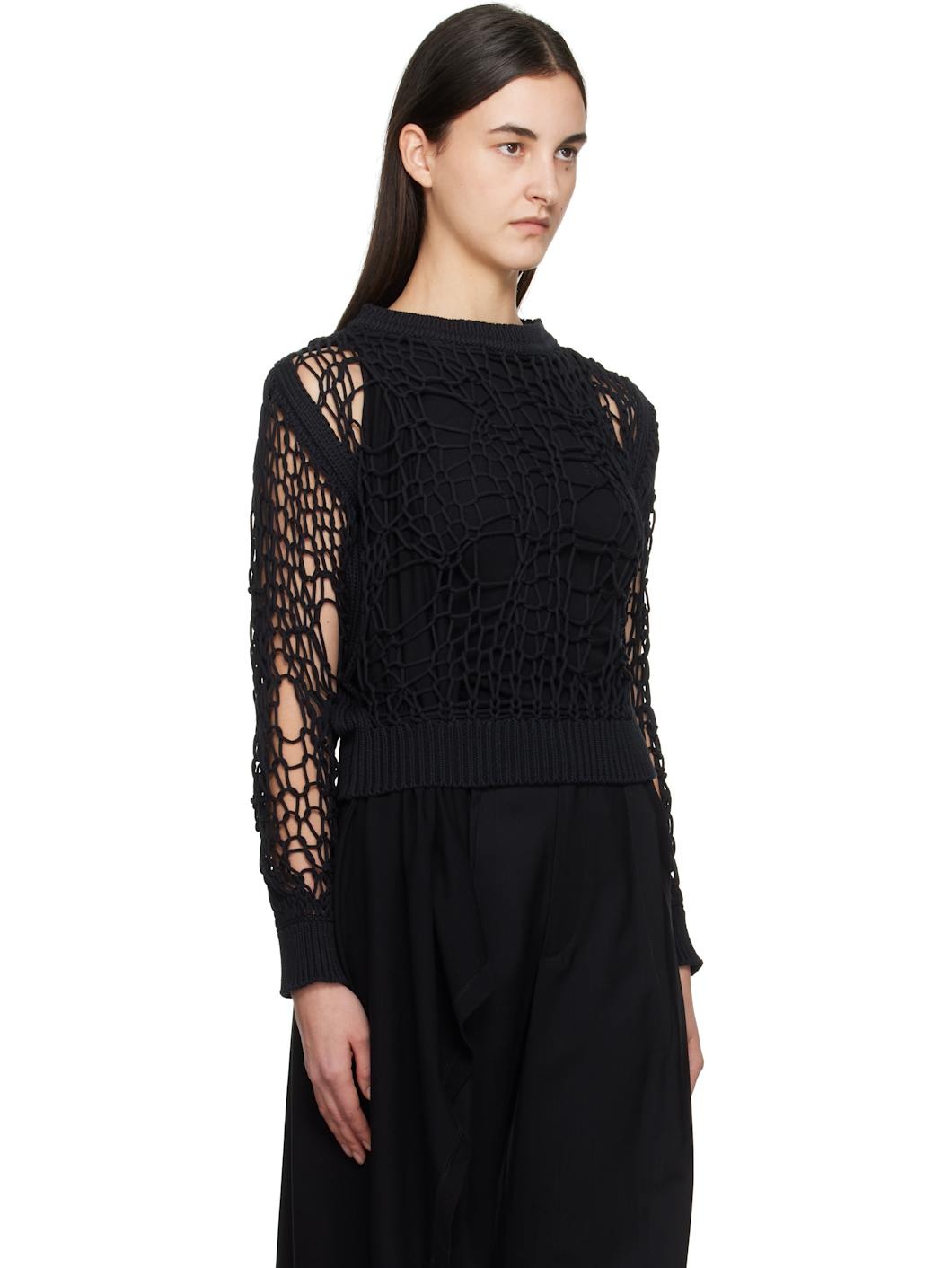 Black Messy Filet Crewneck - 2
