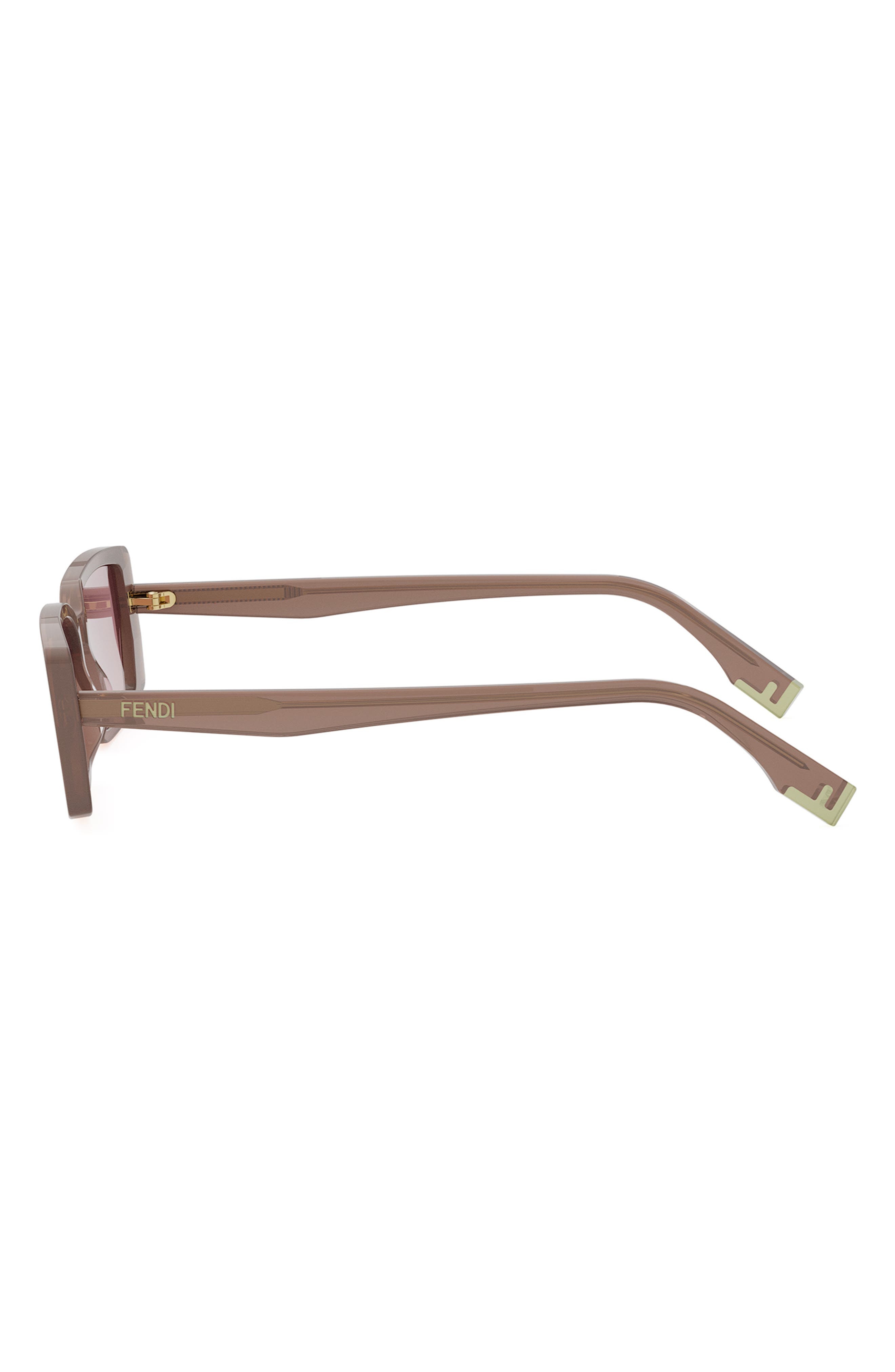 Fendi Way 53mm Rectangular Sunglasses in Shiny Light Brown /Violet at Nordstrom - 7