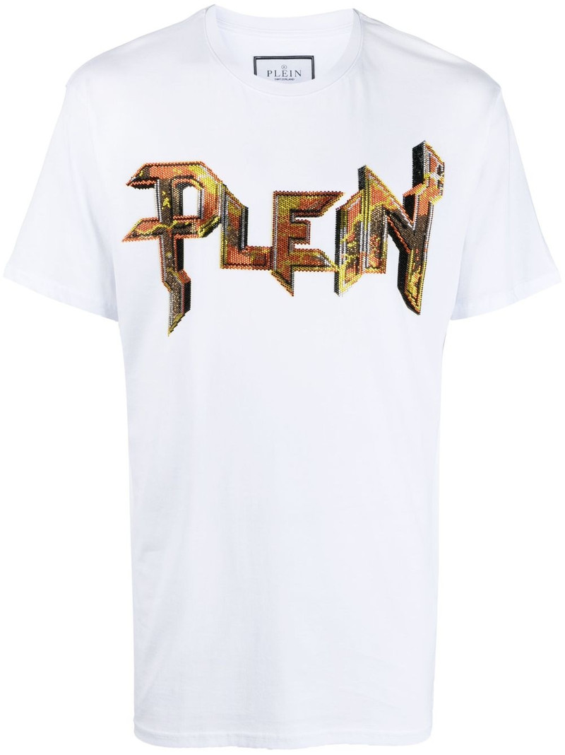 crystal-embellished logo T-shirt 1
