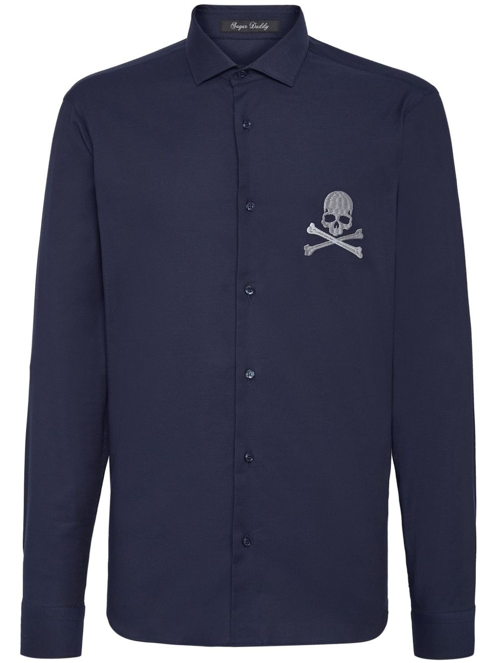 skull-embroidered poplin shirt - 1
