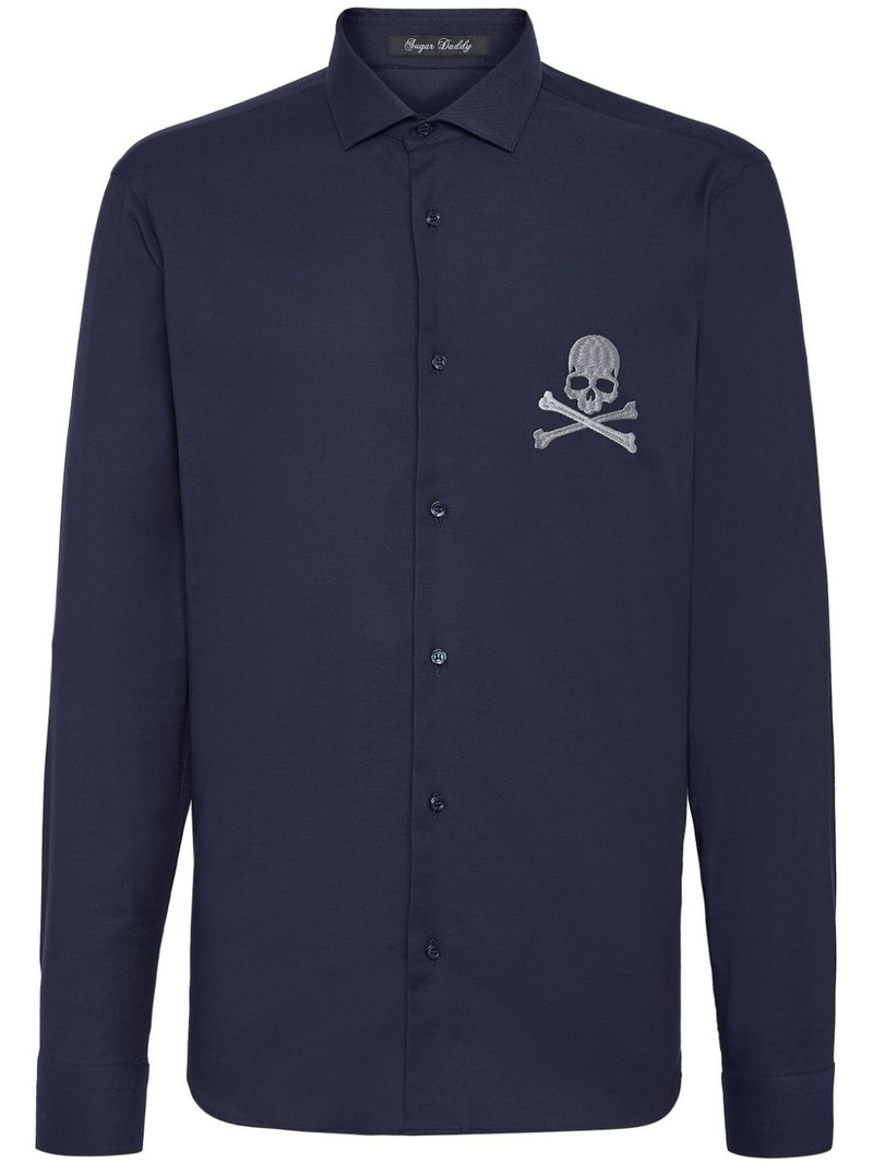 skull-embroidered poplin shirt 1