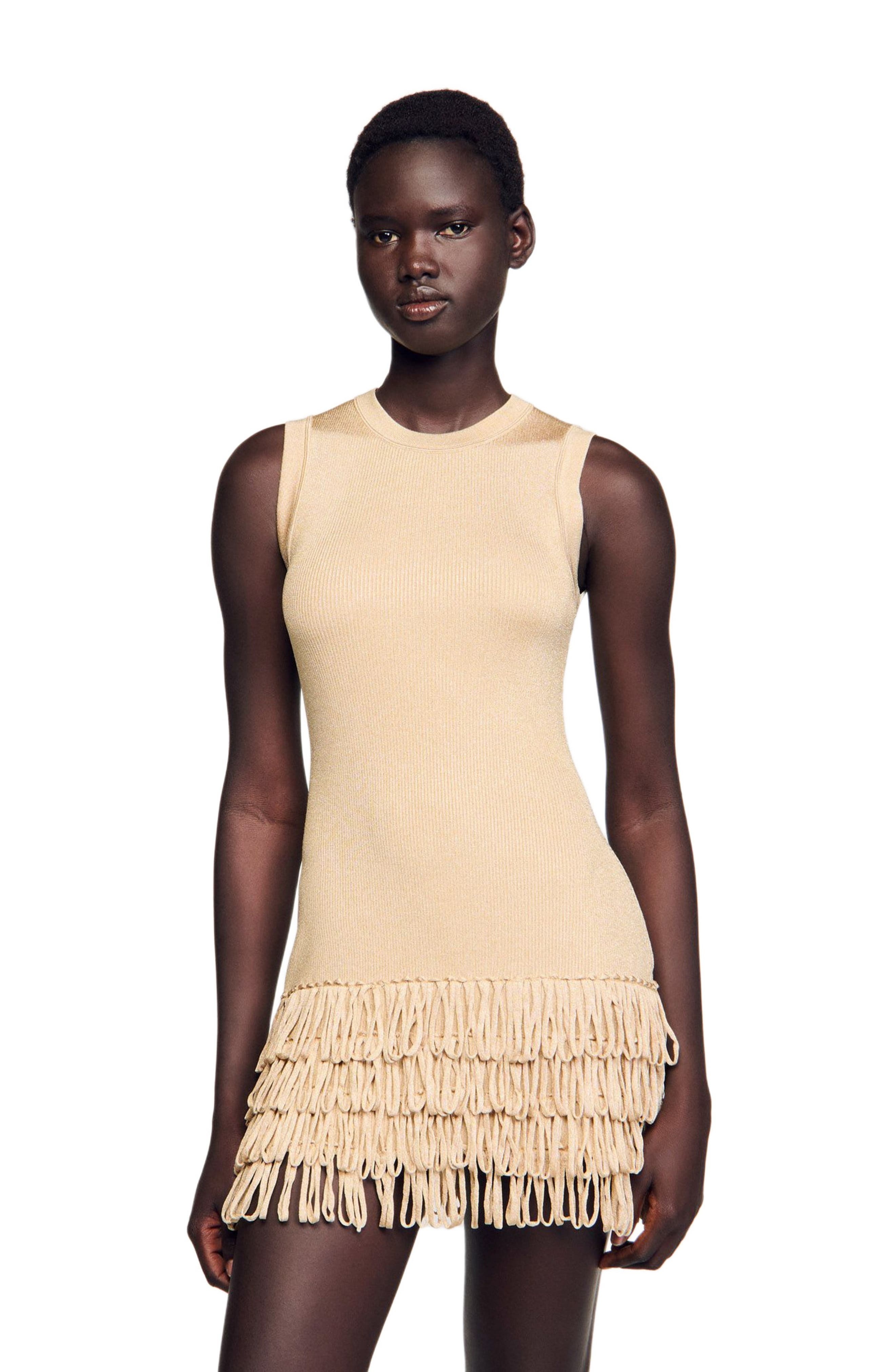 SANDRO Mini knit dress in Gold at Nordstrom - 4