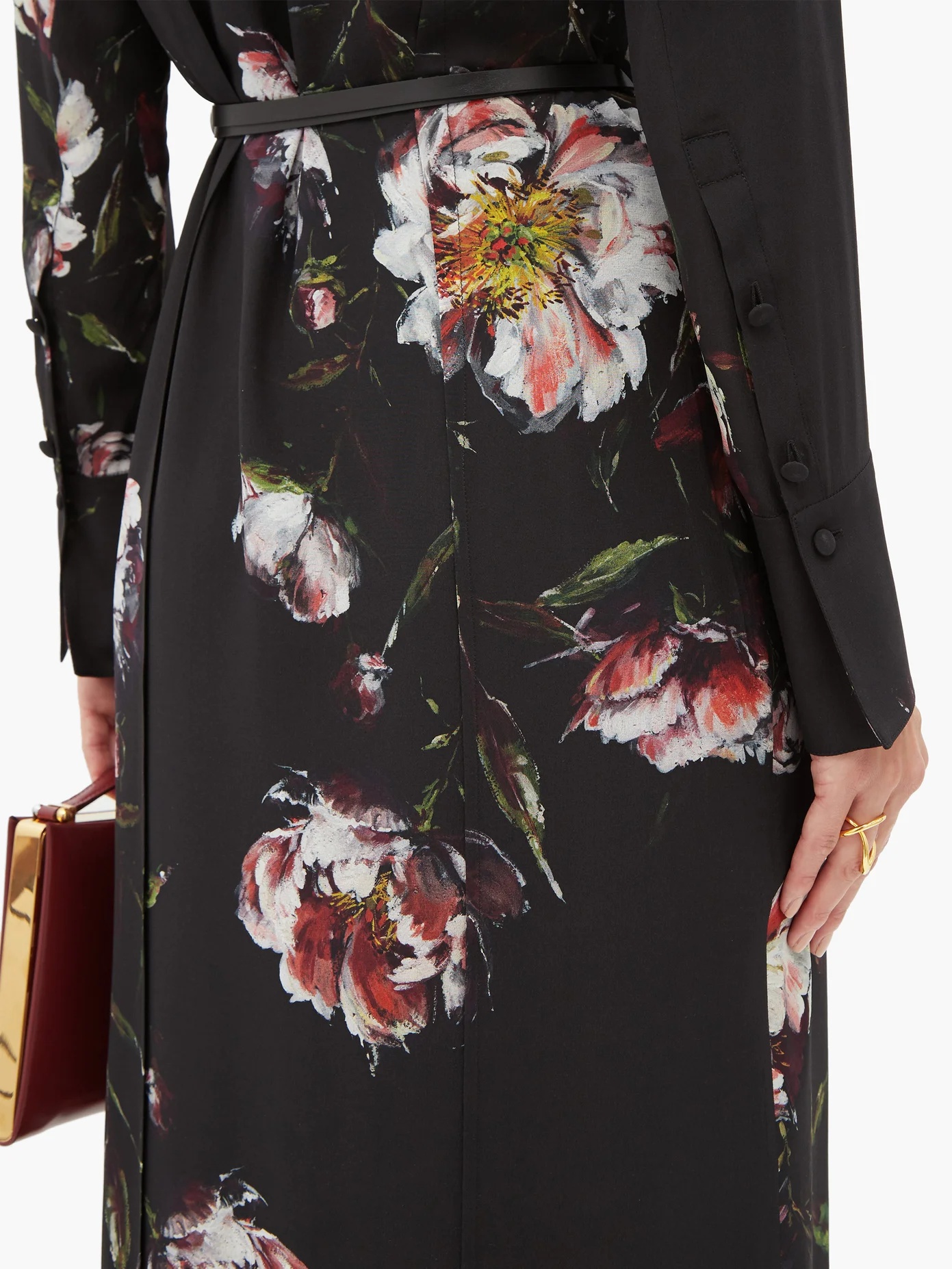 Edith belted floral-print silk shirt dress - 4