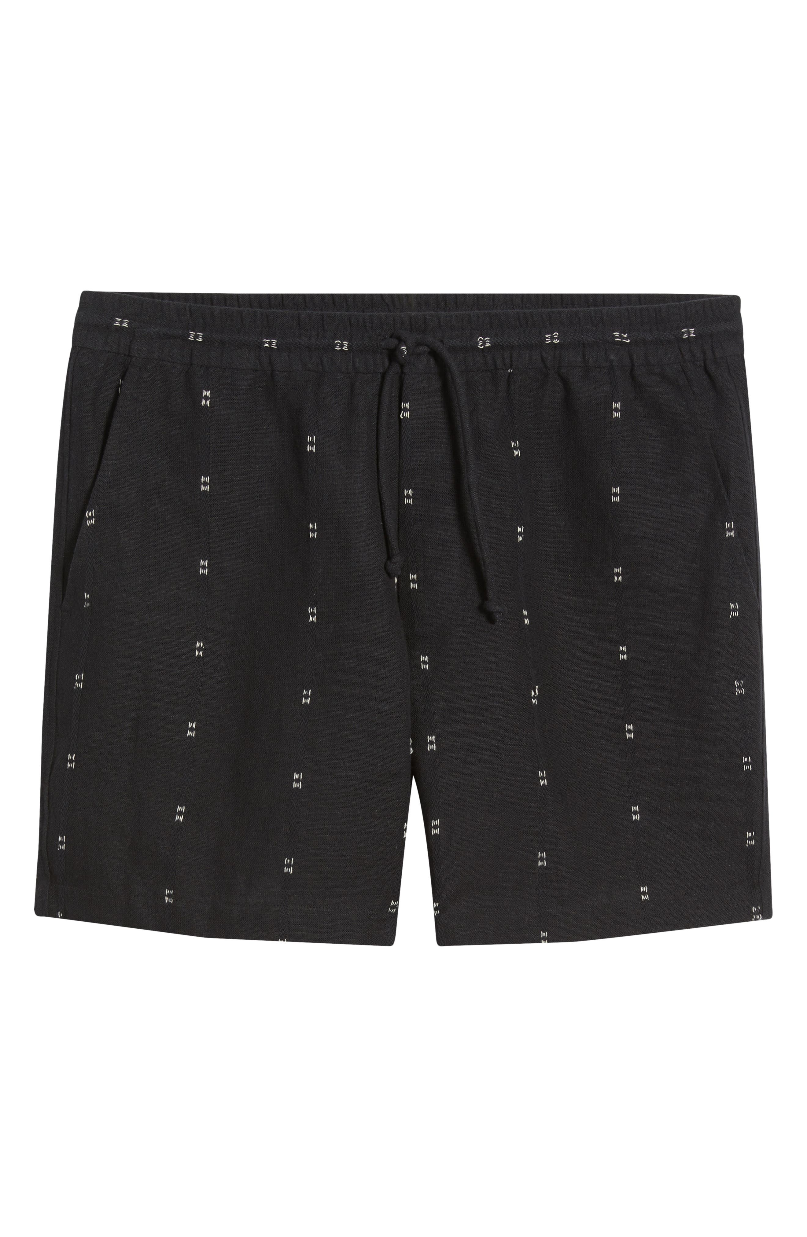 rag & bone Marc Embroidered Cotton & Linen Drawstring Shorts in Black at Nordstrom - 5