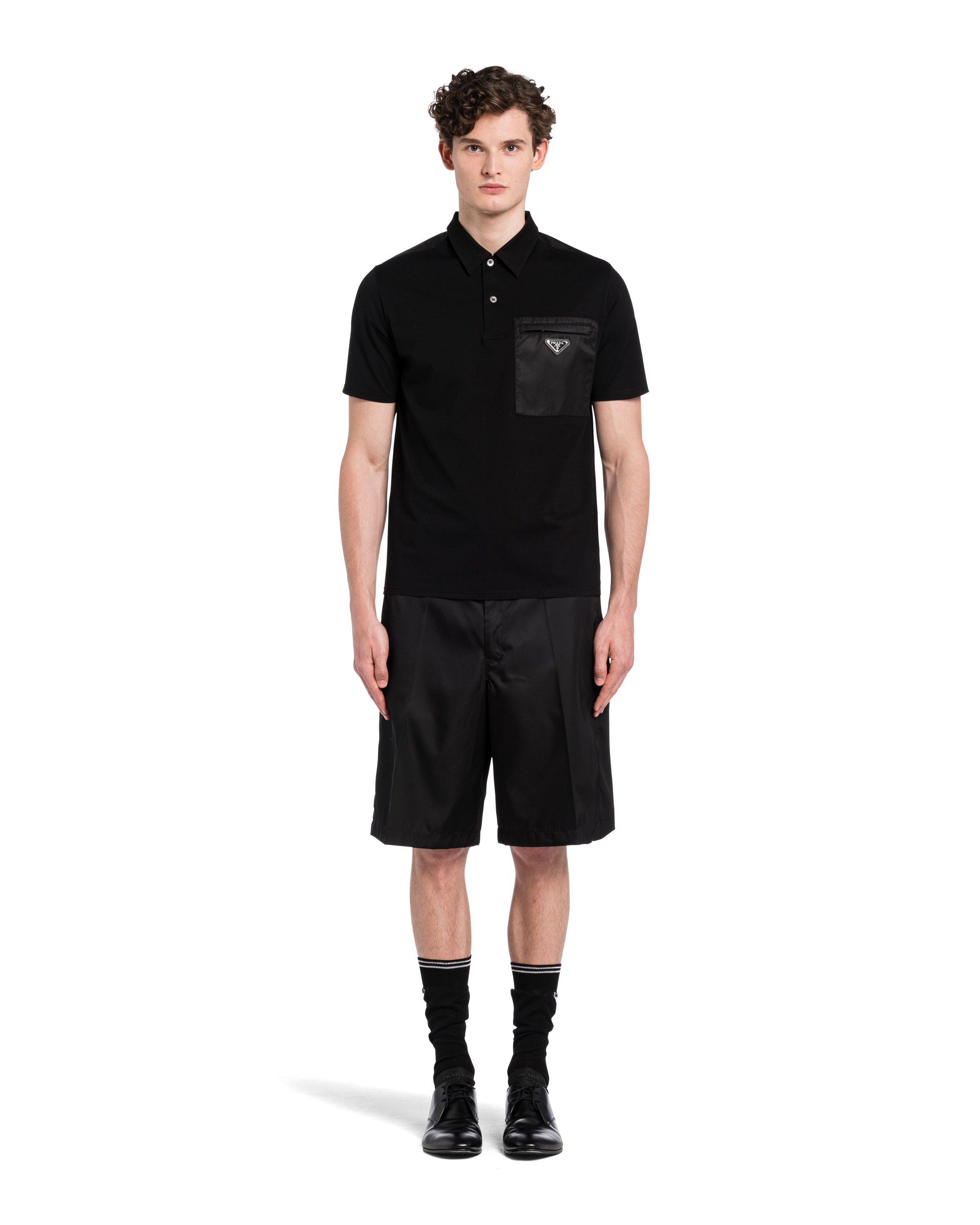 Stretch cotton polo shirt with Re-Nylon details - 2