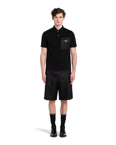 Prada Stretch cotton polo shirt with Re-Nylon details outlook