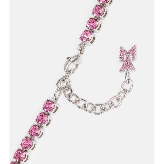 Tennis necklace with pink crystals - 4