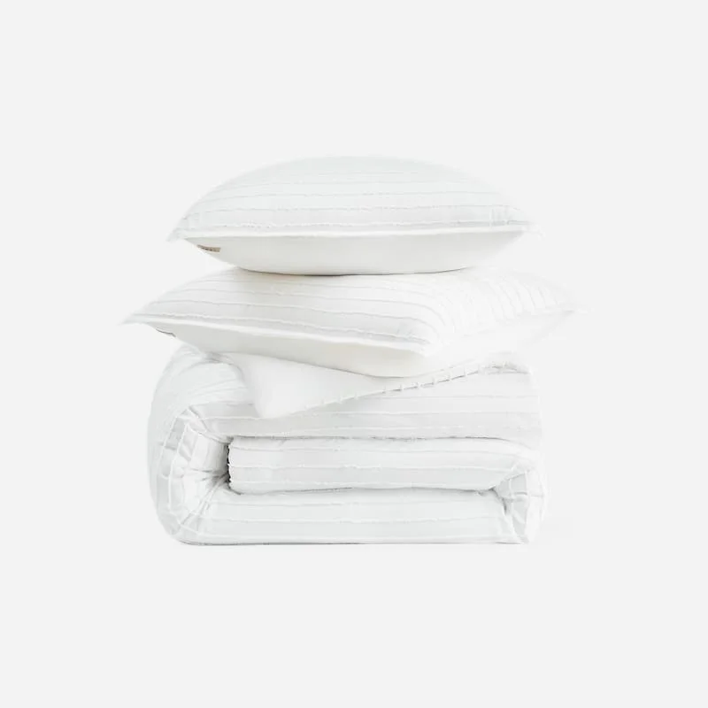 ® Devon Comforter Set King Polyester Bedding in Bright White Texture Stripe - 1