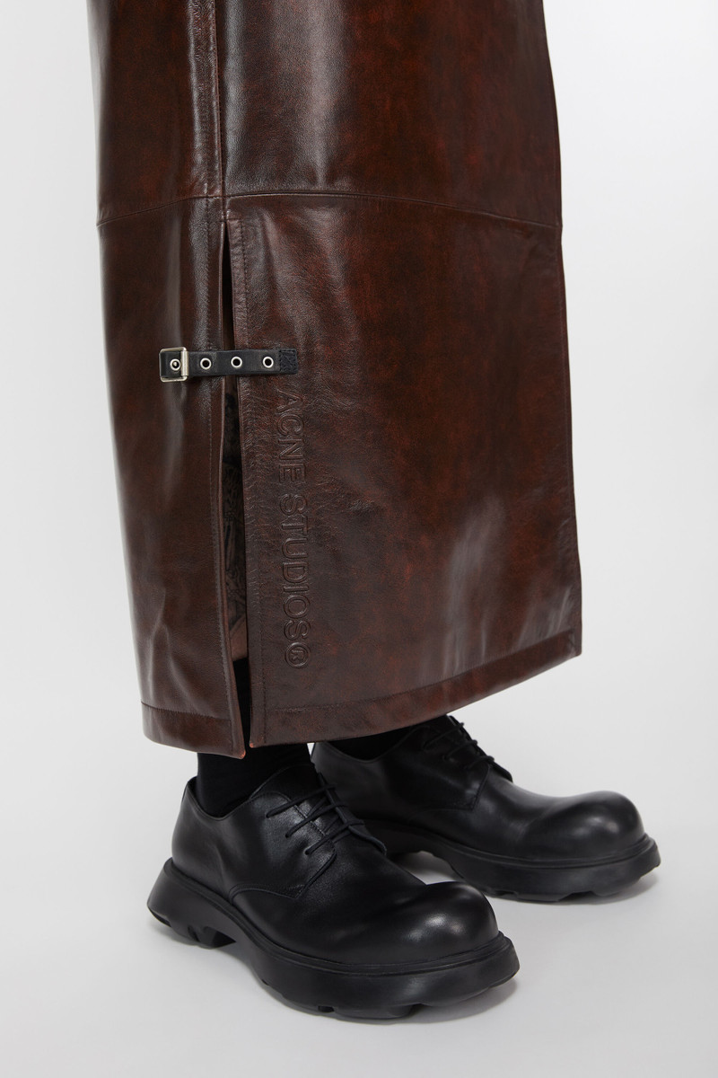 Long leather skirt - Brown 5