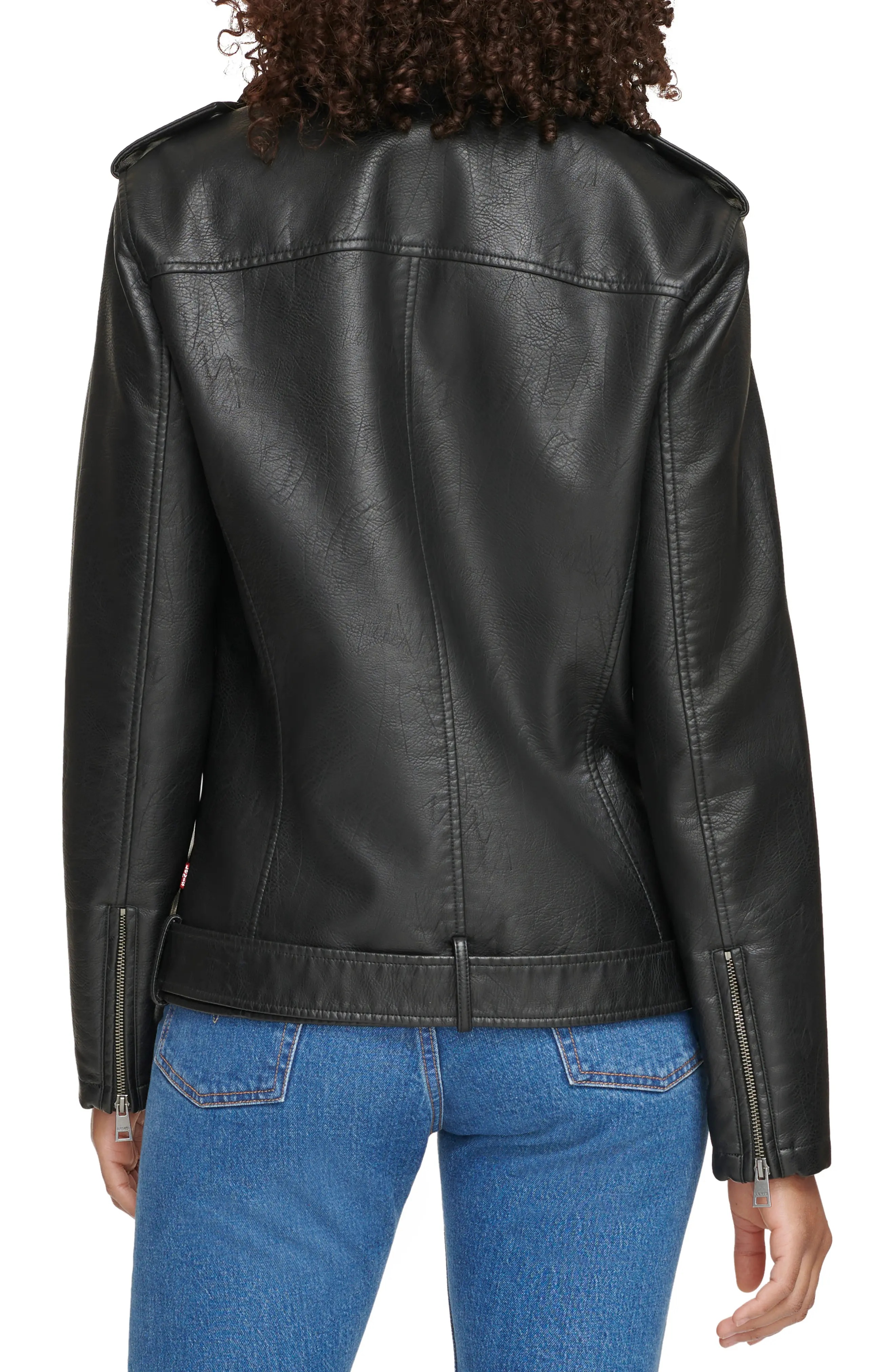 Longline Belted Faux Leather Moto Jacket - 2