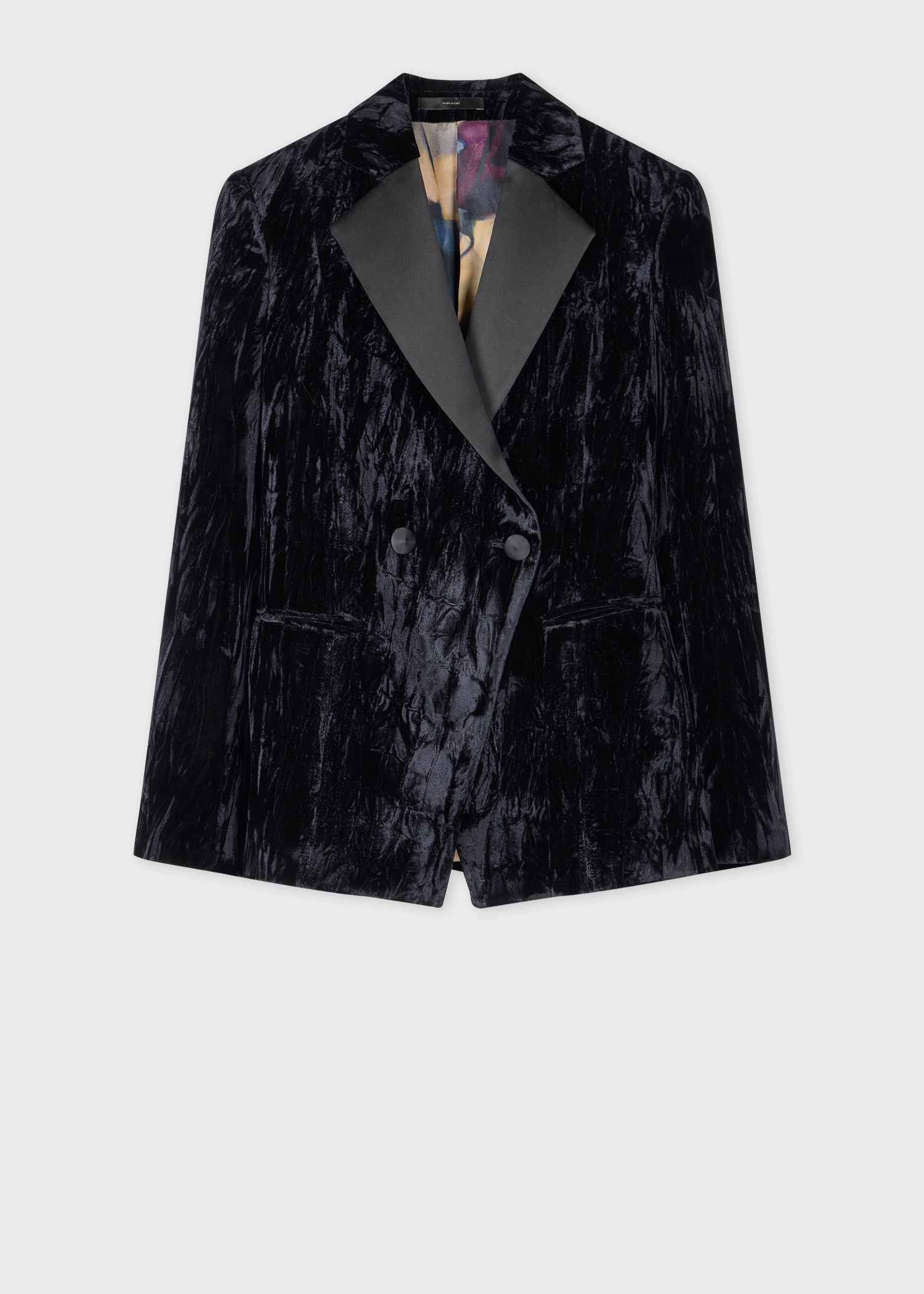 Women's Dark Purple Crushed Velvet Double-Breasted Evening Blazer - 1