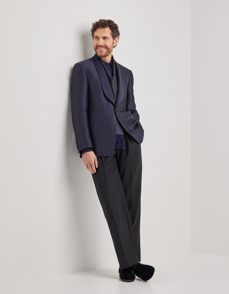 Canali SINGLE-BREASTED BLUE REGULAR FIT TUXEDO JACKET IN A BLEND OF TECHNICAL FABRIC AND SILK outlook