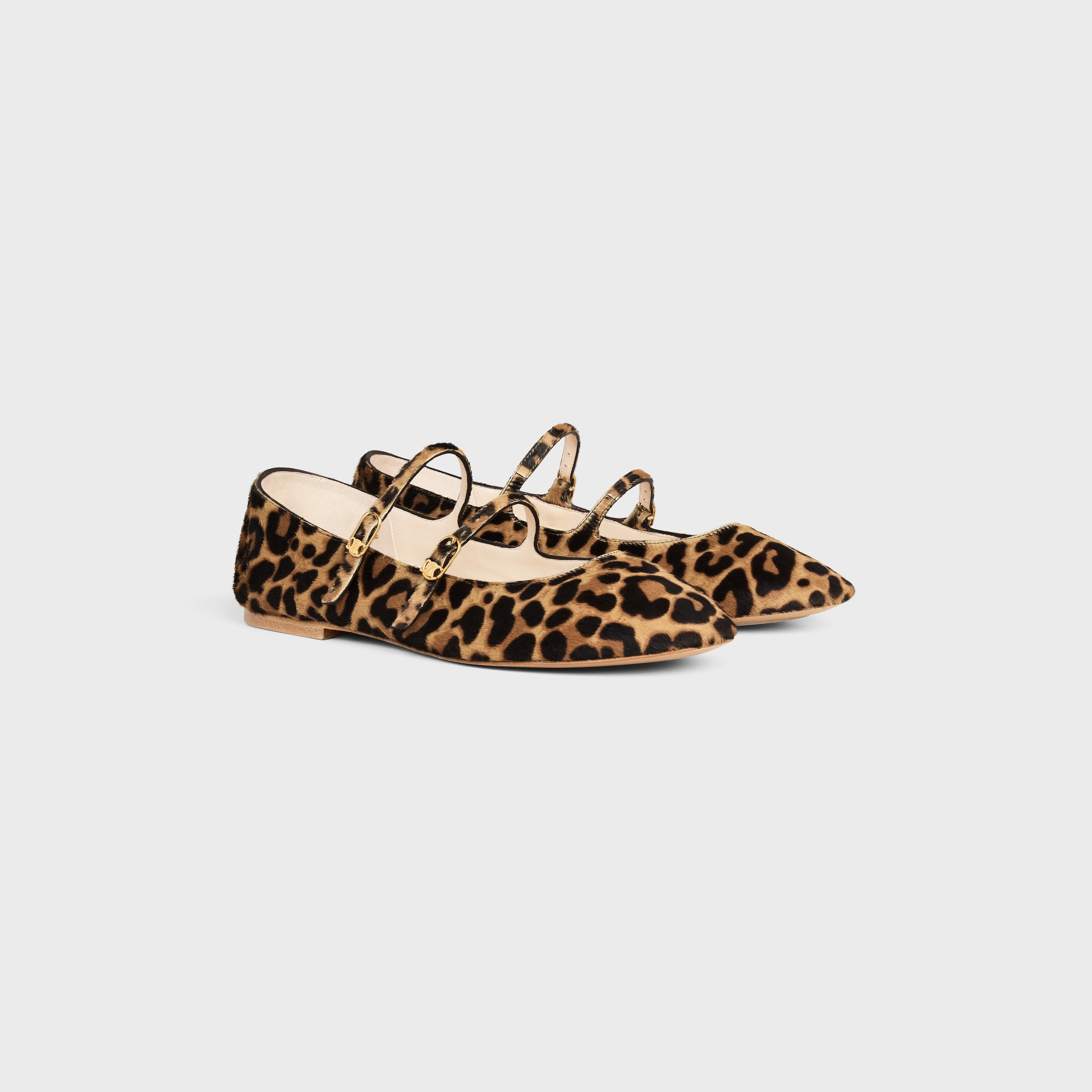 LES BALLERINES CELINE DOUBLE STRAP BALLERINA  IN LEOPARD PRINTED HAIRY CALFSKIN - 2