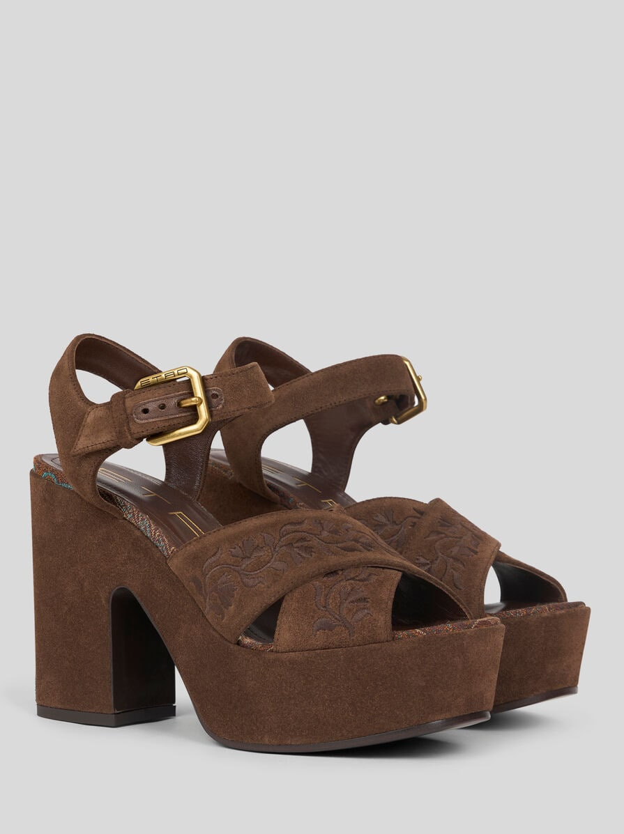 SUEDE PLATFORM SANDALS WITH EMBROIDERY - 3