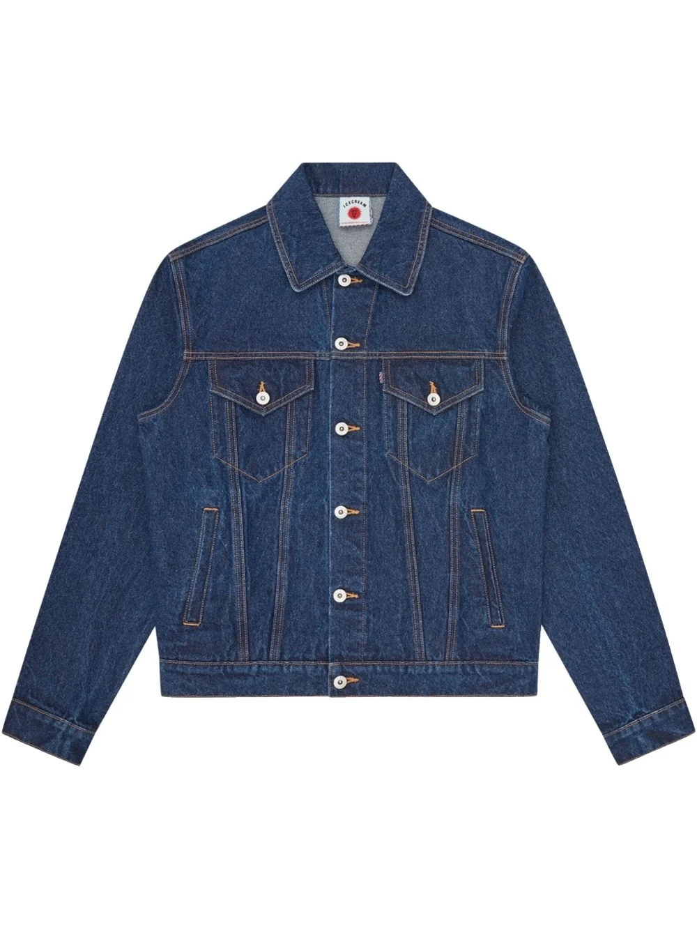 logo print denim jacket - 1