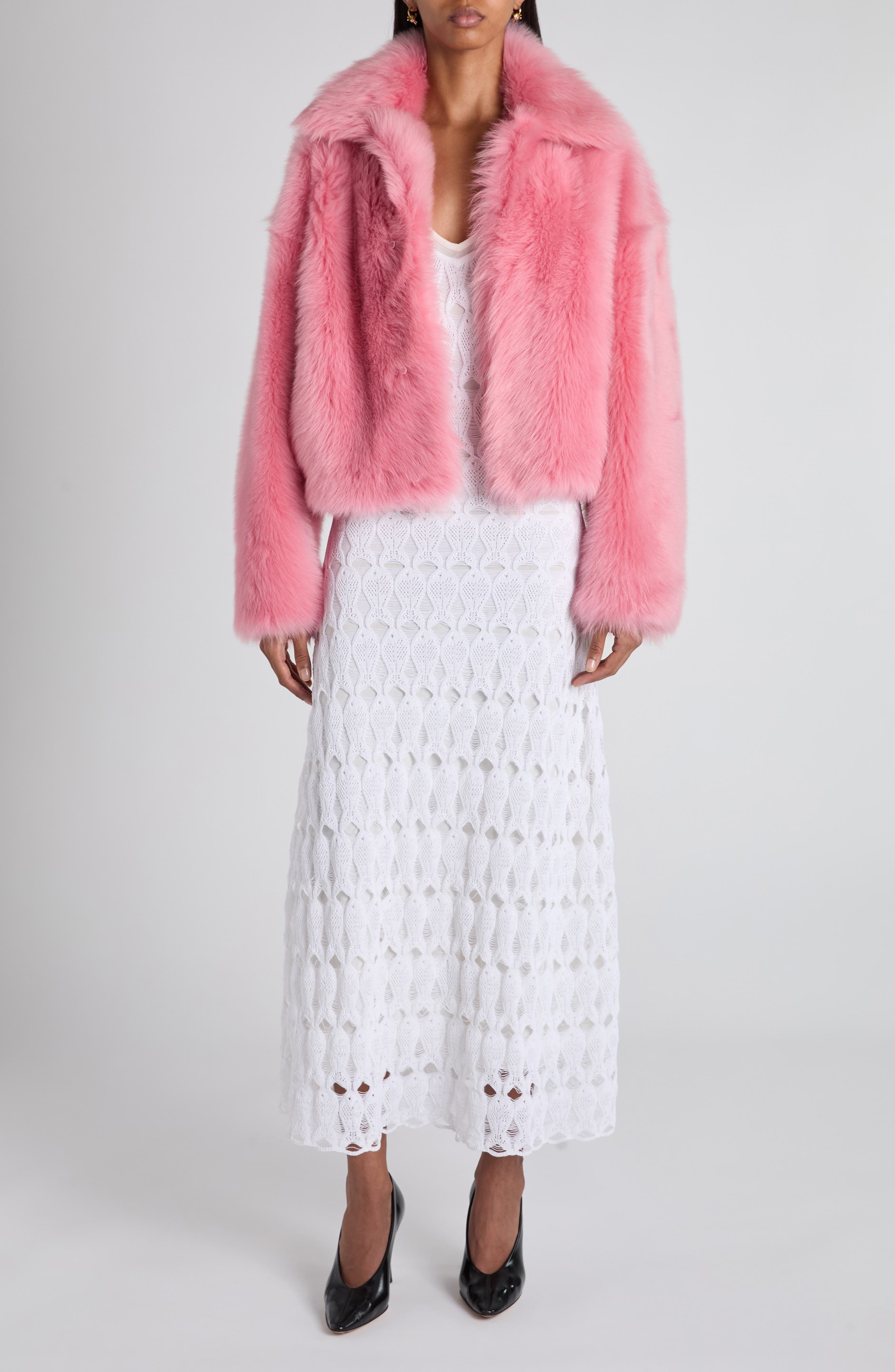 Bottega Veneta Genuine Shearling Jacket in 6418 Petal at Nordstrom - 2