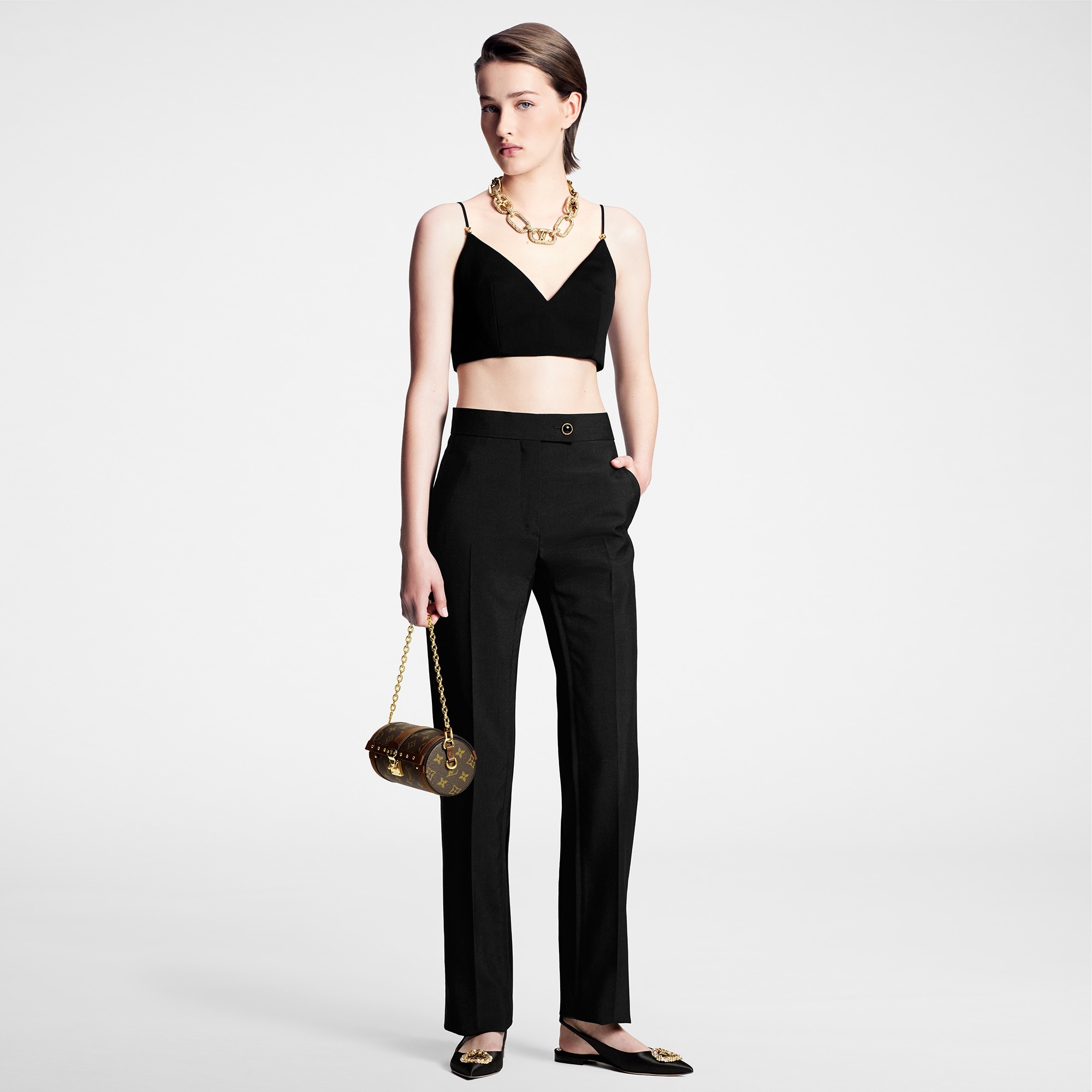 Jewel Button Tuxedo Pants - 4