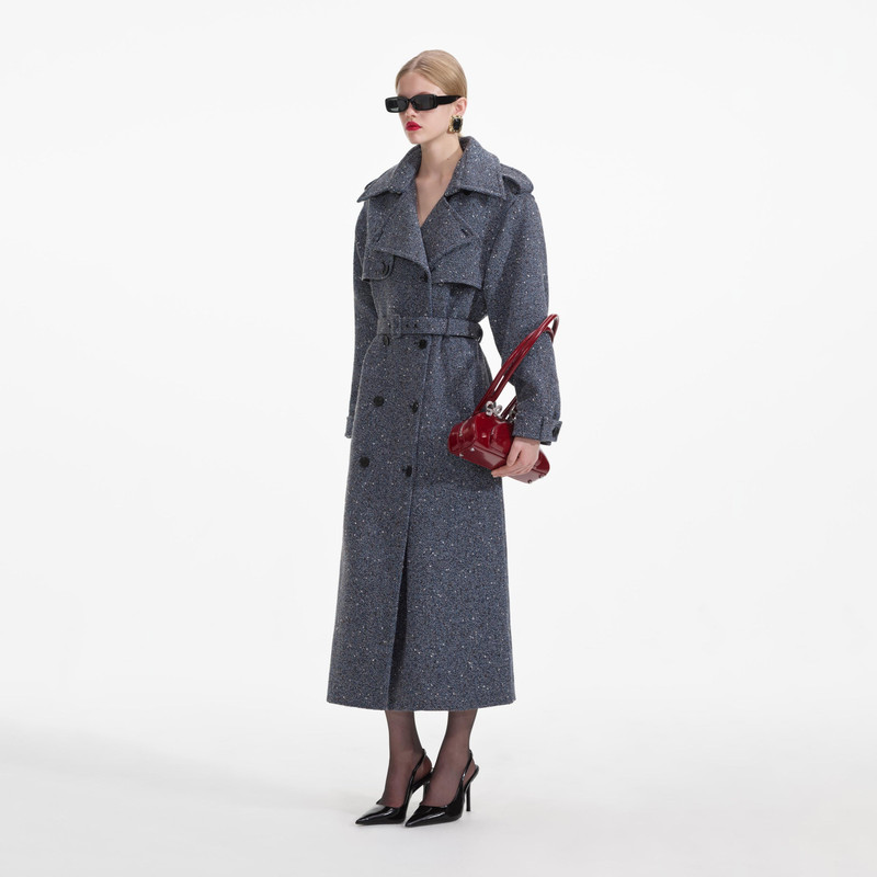 Blue Boucle Trench Coat 2