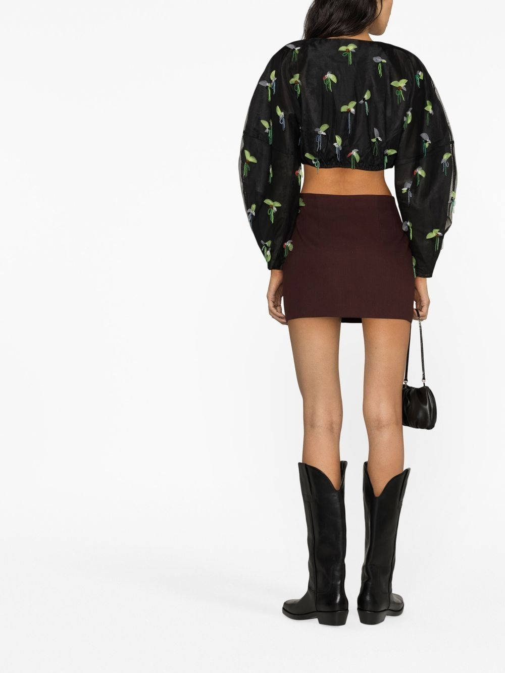bead-embellished cropped blouse - 3