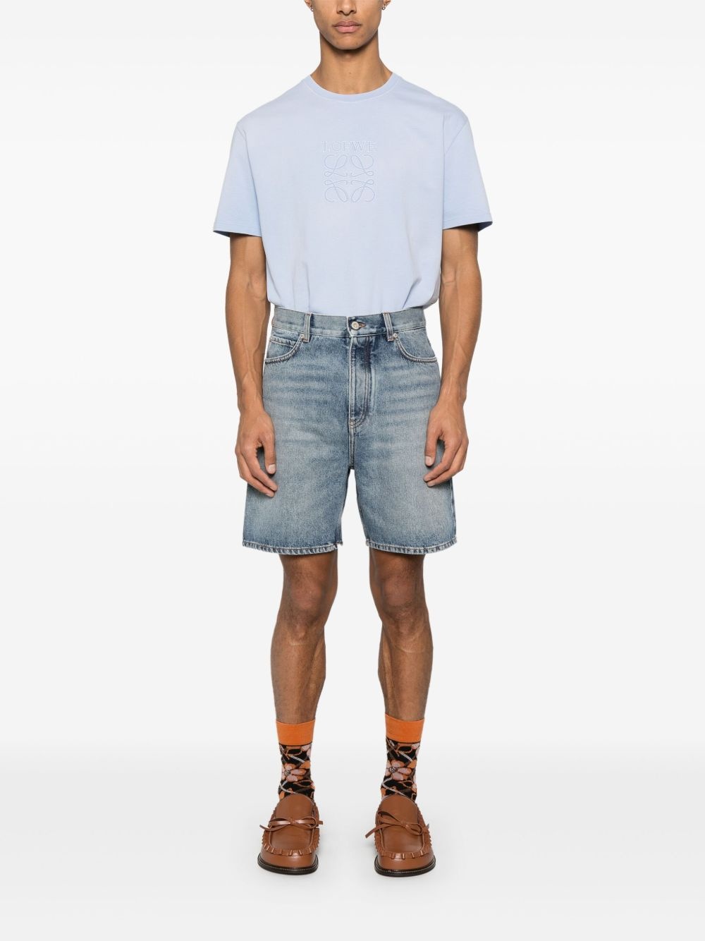 logo-patch denim shorts - 2
