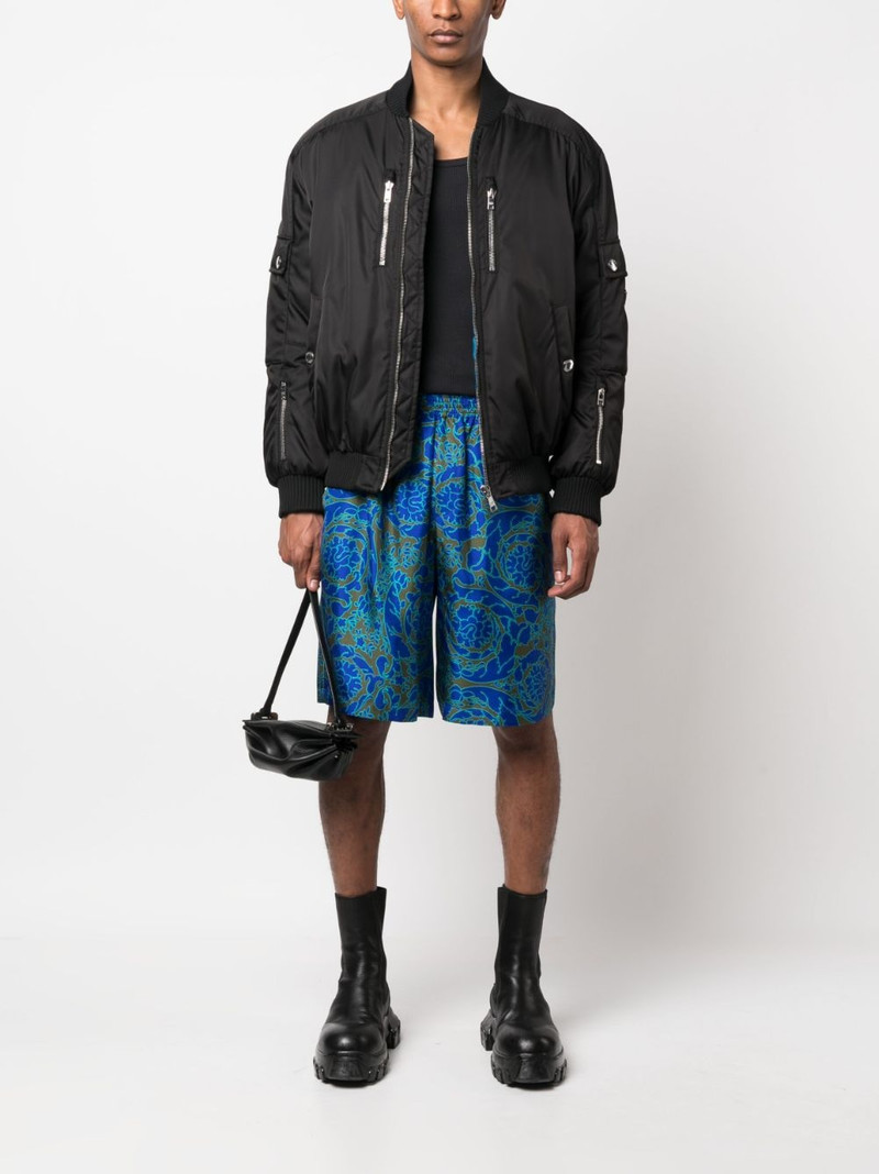VERSACE abstract-print silk shorts outlook