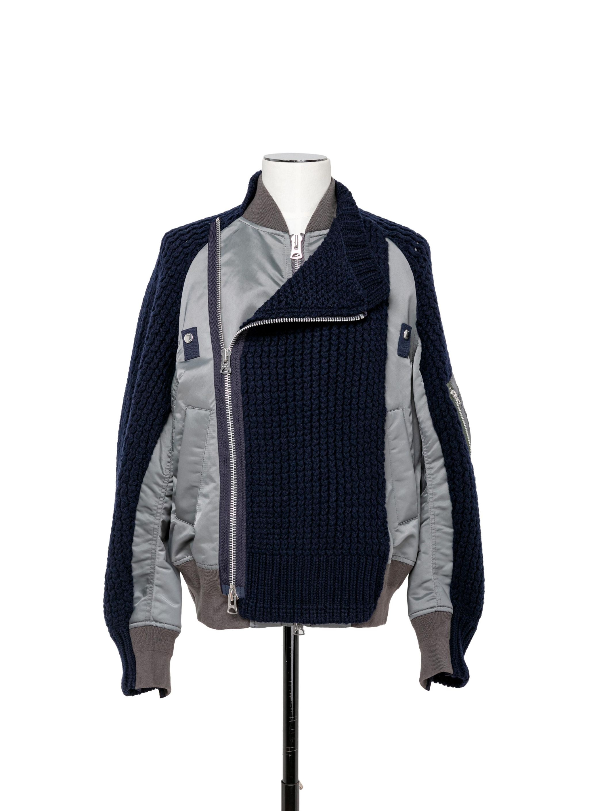 Nylon Twill Mix Knit Blouson - 1