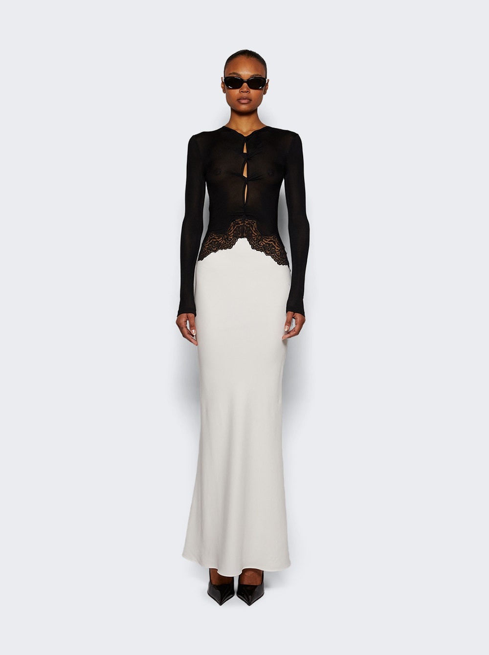 Open Twist Verner Lace Dress Black And White - 2