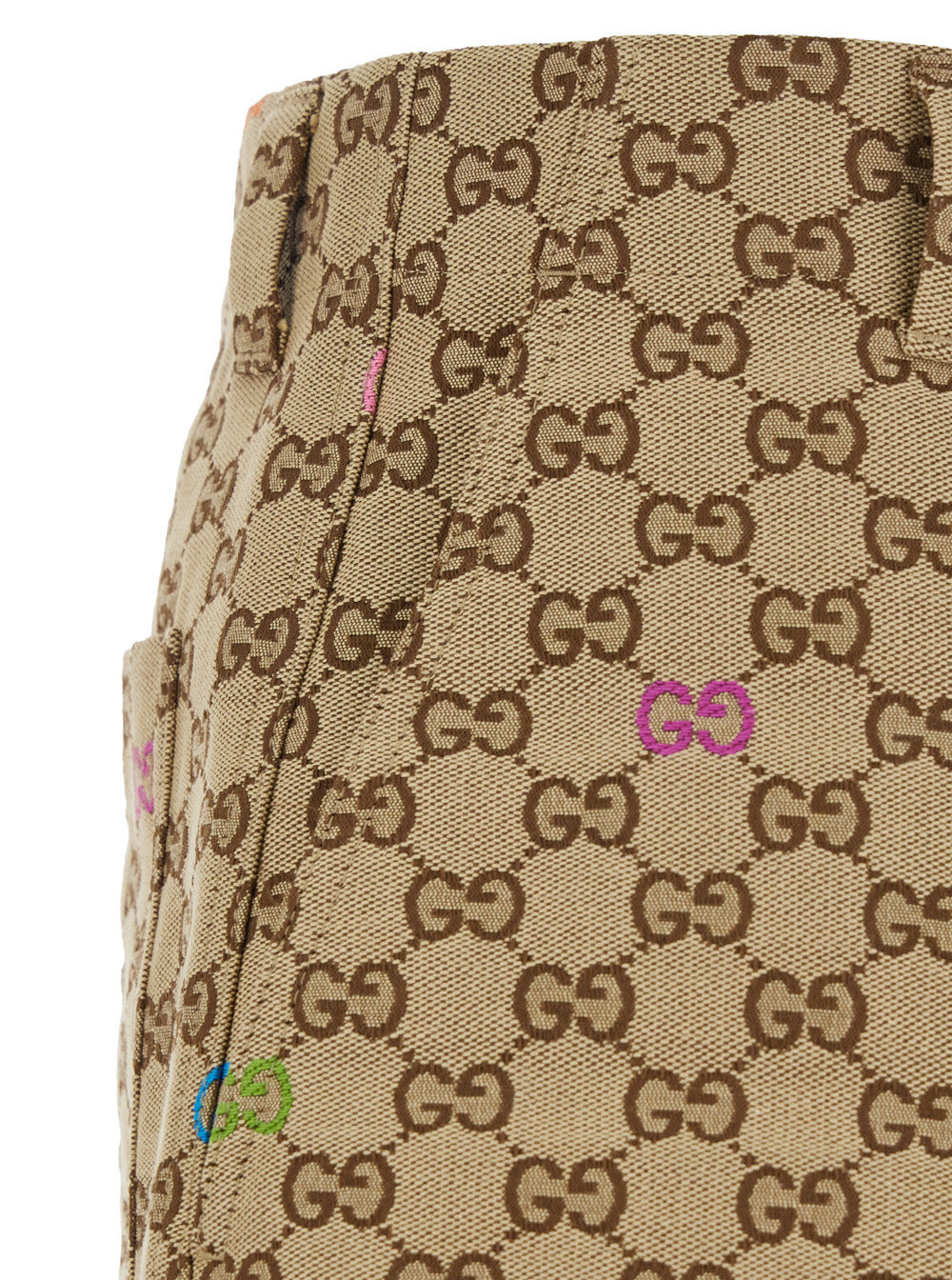 Gucci Men Beige Bermuda Pants With Belt Loops In Gg Canvas Man - 3