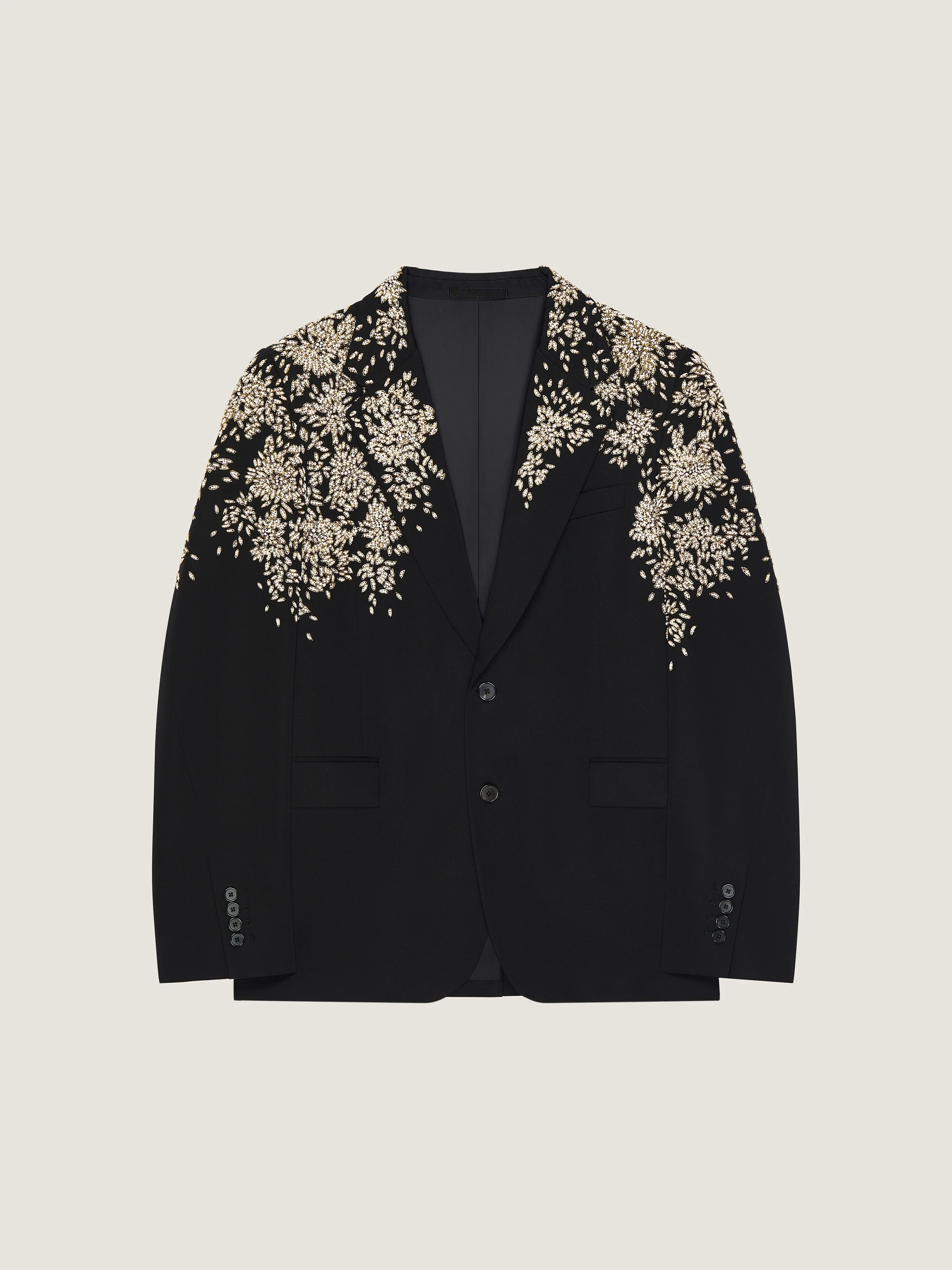 SINGLE-BREASTED REGULAR JACKET IN WOOL WITH PEARLS - 1