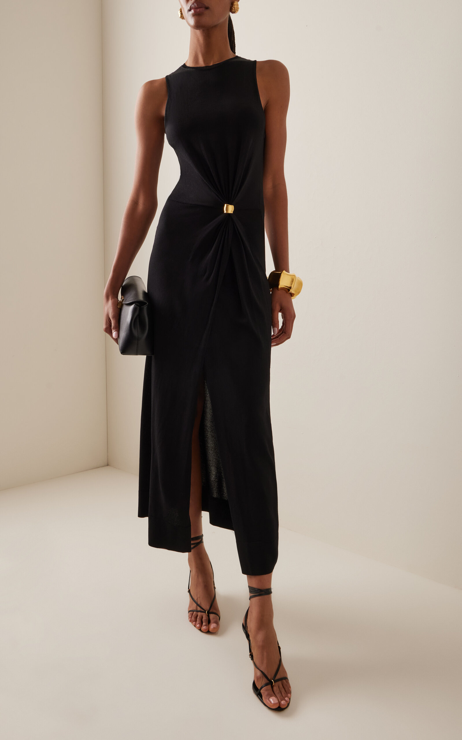 Saralien Gathered Jersey Midi Dress black - 2