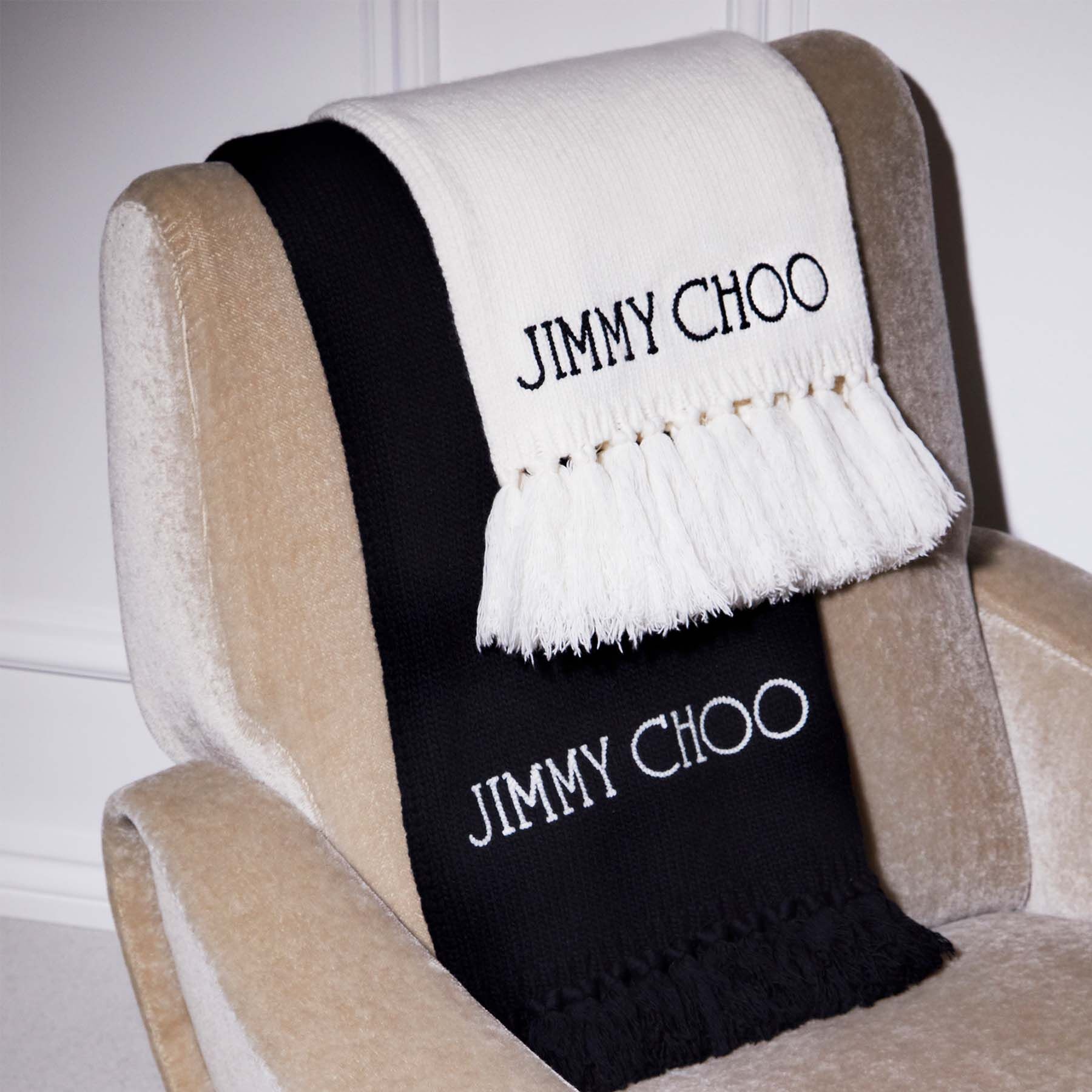 Jutta
Black Wool Scarf with Embroidered Jimmy Choo Logo - 3