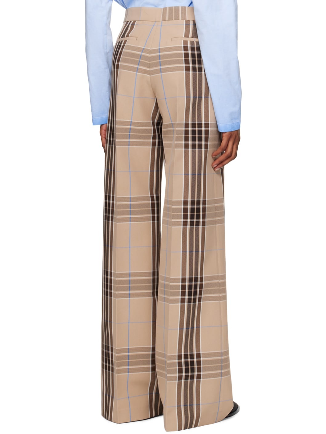 Beige Check Trousers - 3
