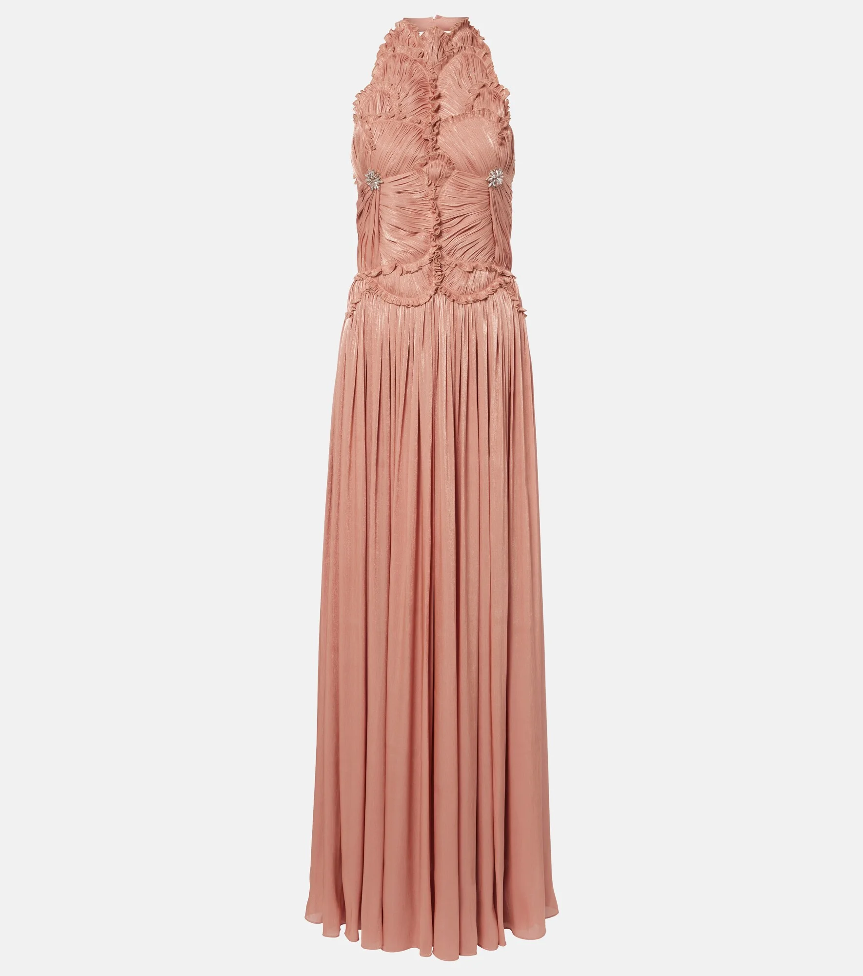Embellished ruched georgette gown - 1
