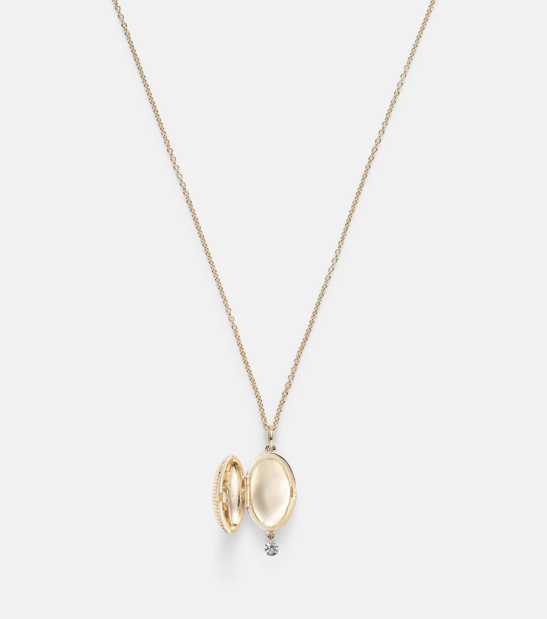 9kt gold locket necklace with diamonds - 7